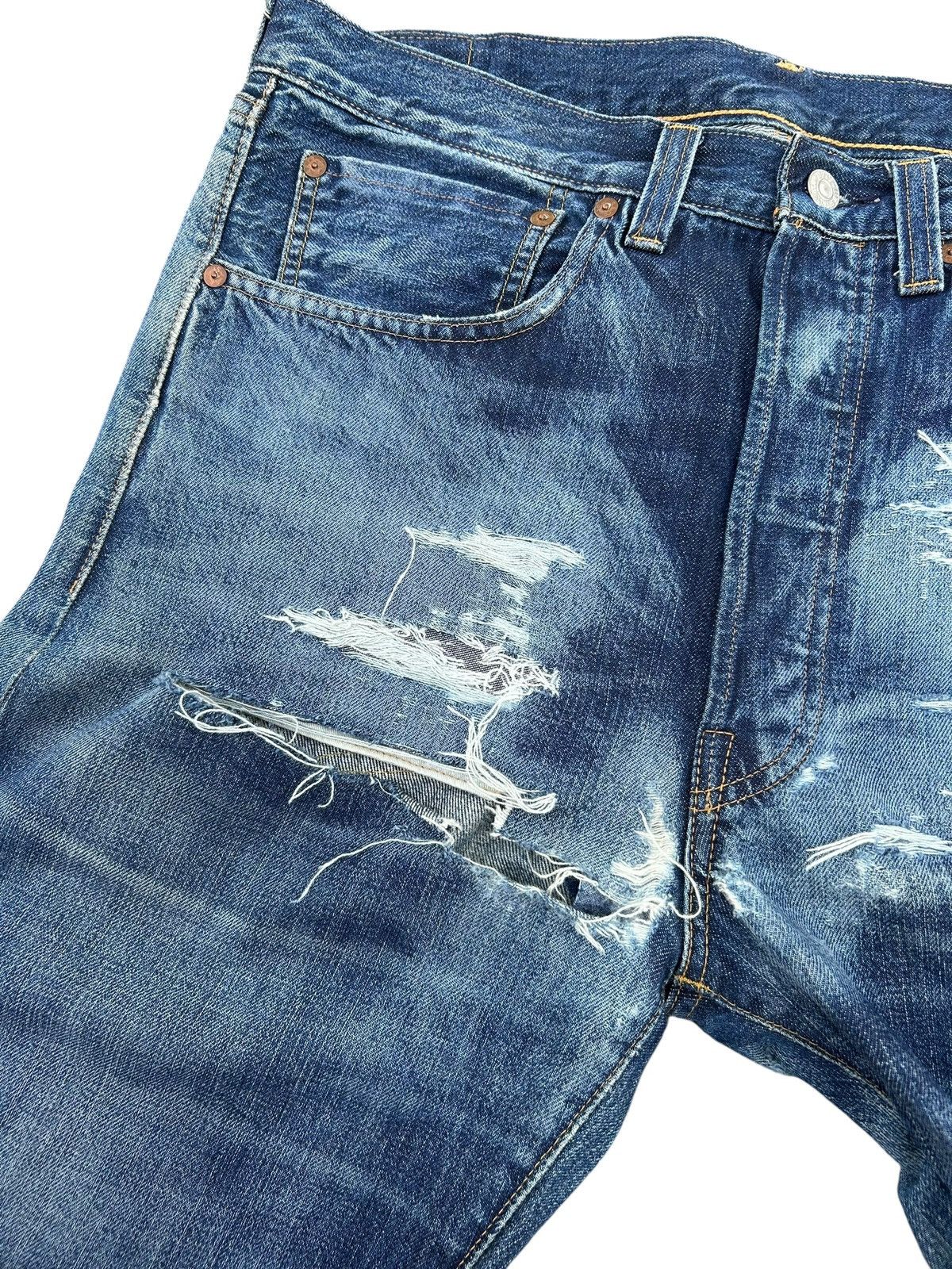 Kapital Thrashed Levis 501XX Big E Selvedge Distressed Denim Jeans Size US 35 - 5 Thumbnail