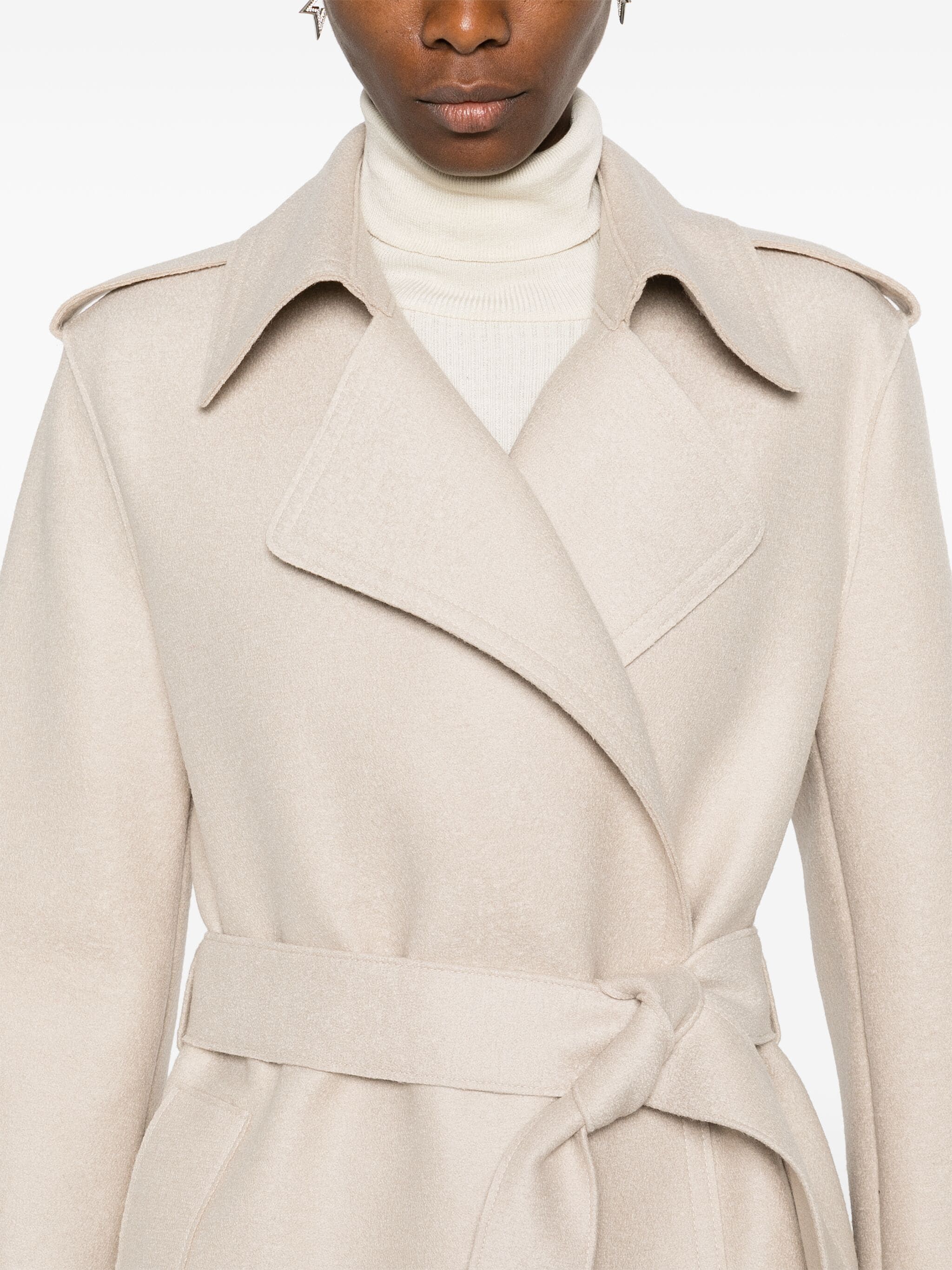 Harris Wharf London o1s22i1n1024 Pressed Wool Robe Coat in Beige Size M / US 6-8 / IT 42-44 - 5 Thumbnail