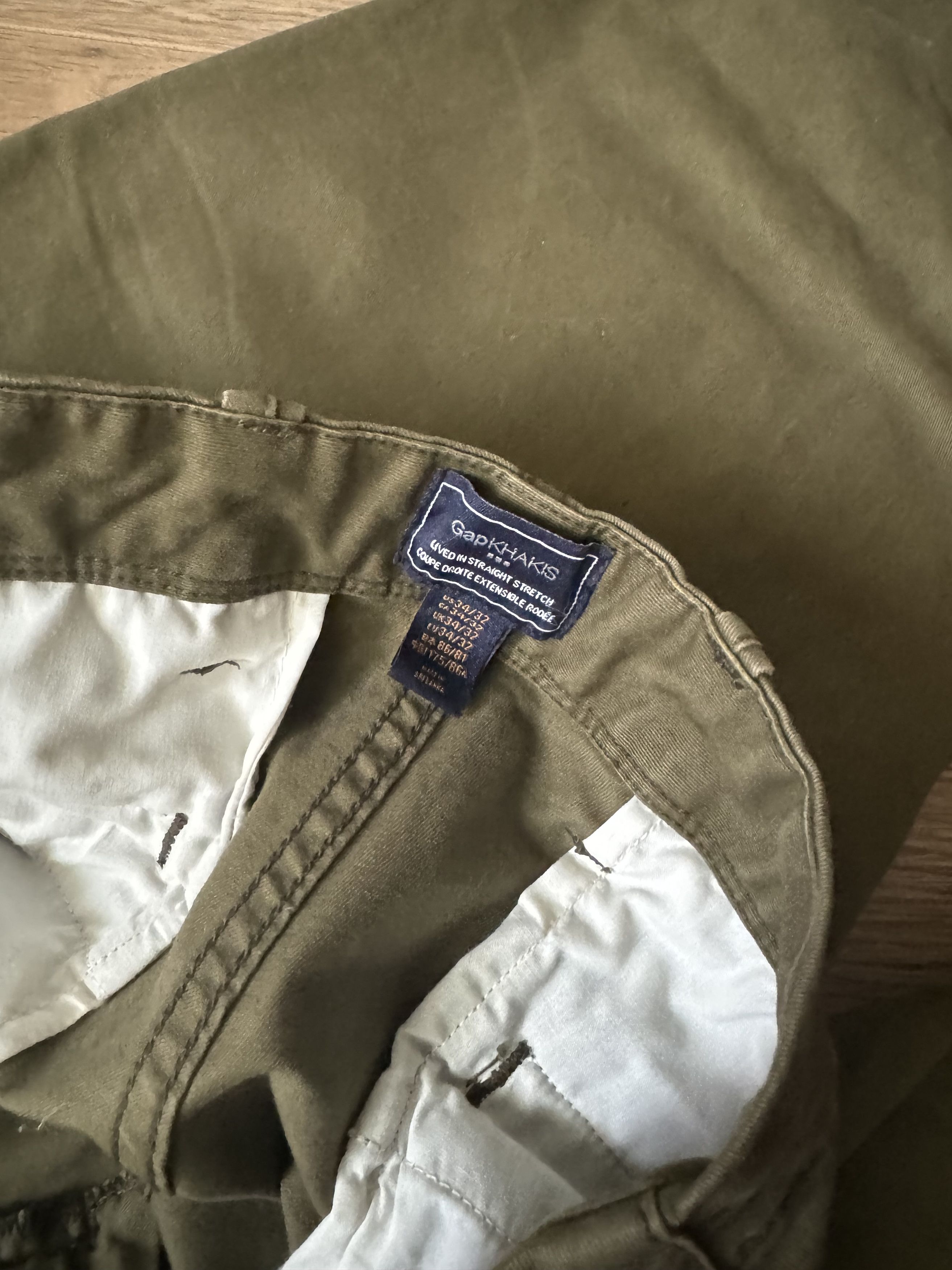 Gap Men’s Gap Pants Lived In Straight Khaki 34x32 Olive Green Size US 34 / EU 50 - 4 Thumbnail