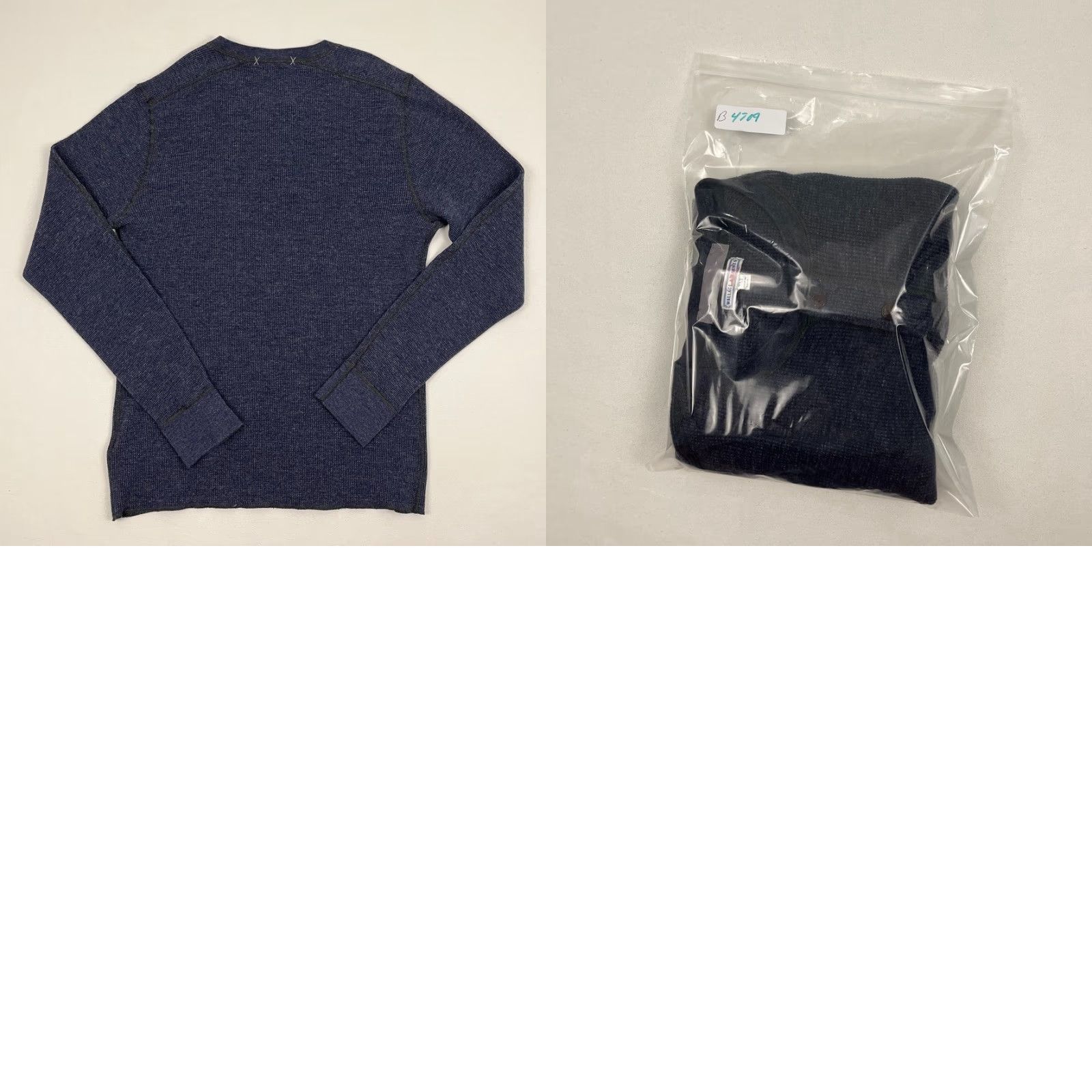 Wallace & Barnes Wallace & Barnes Shirt Mens XLT / LT Blue Waffle Knit Henley Thermal Long Sleeve Size US XL / EU 56 / 4 - 8 Thumbnail