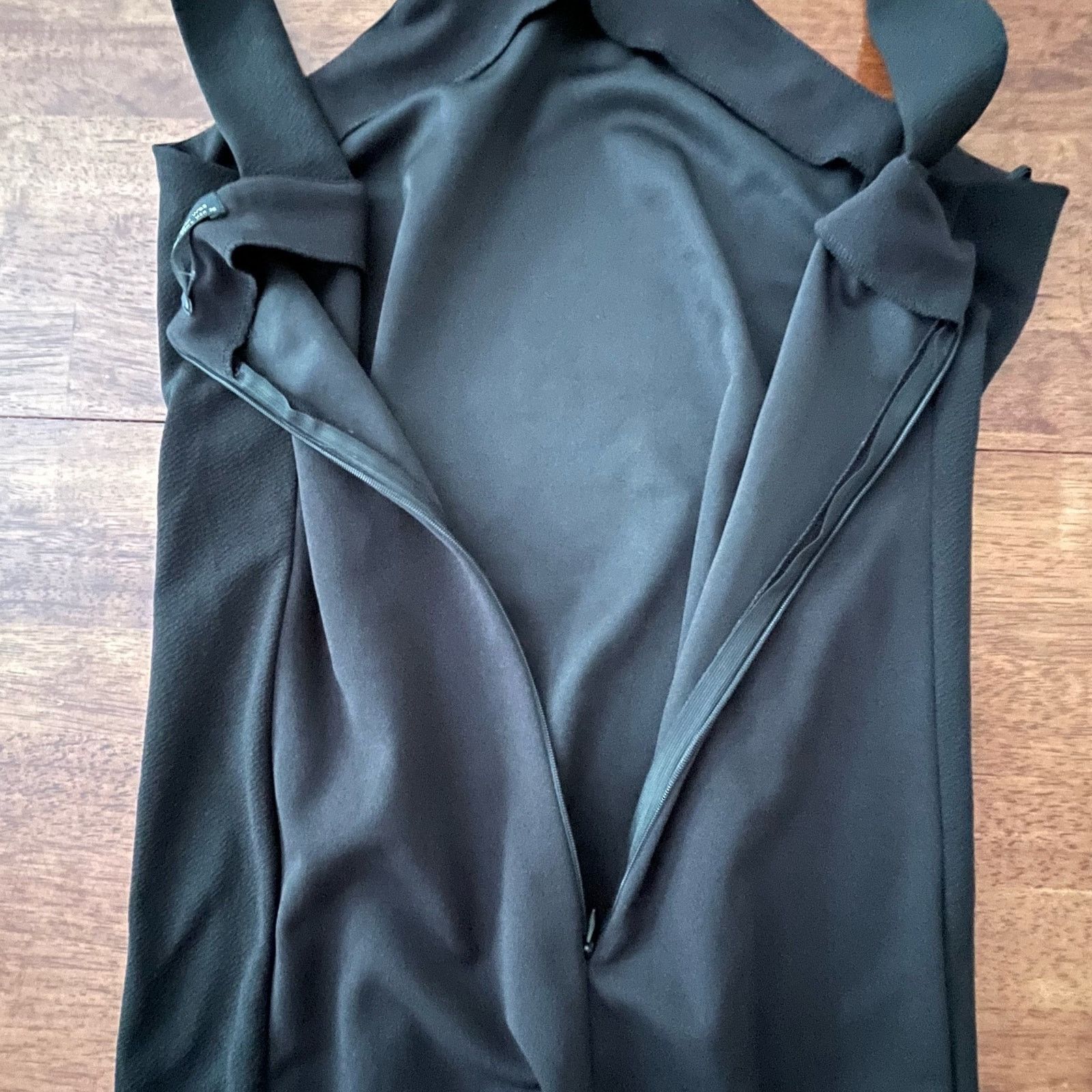 Zara Zara Crepe Sheath Dress Cross Over Neck Wide Straps Black L Size L / US 10 / IT 46 - 5 Thumbnail