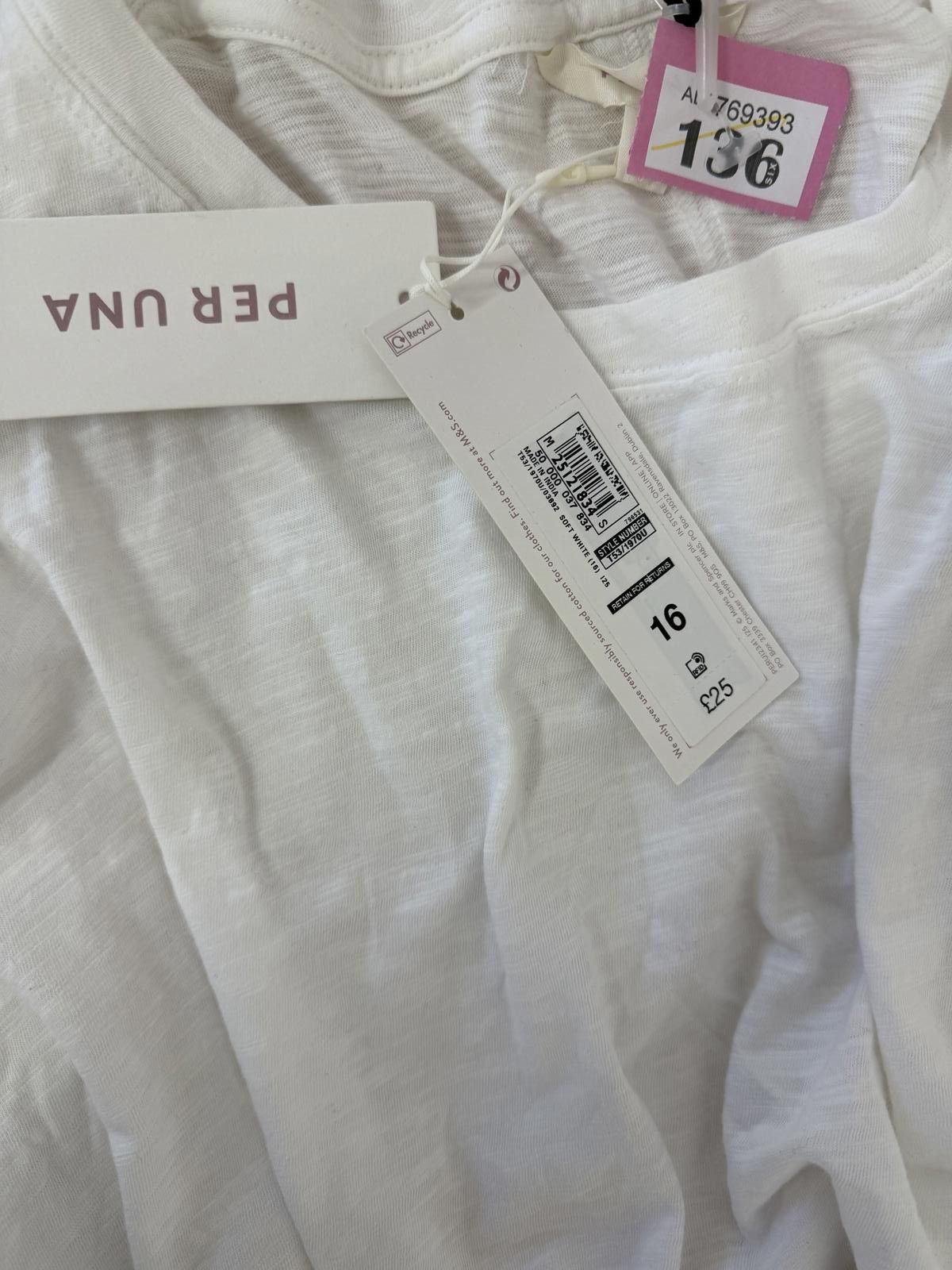 Other Per Una White Eyelet Hem Short Sleeve Top UK Size 16 Size M / US 6-8 / IT 42-44 - 2 Thumbnail