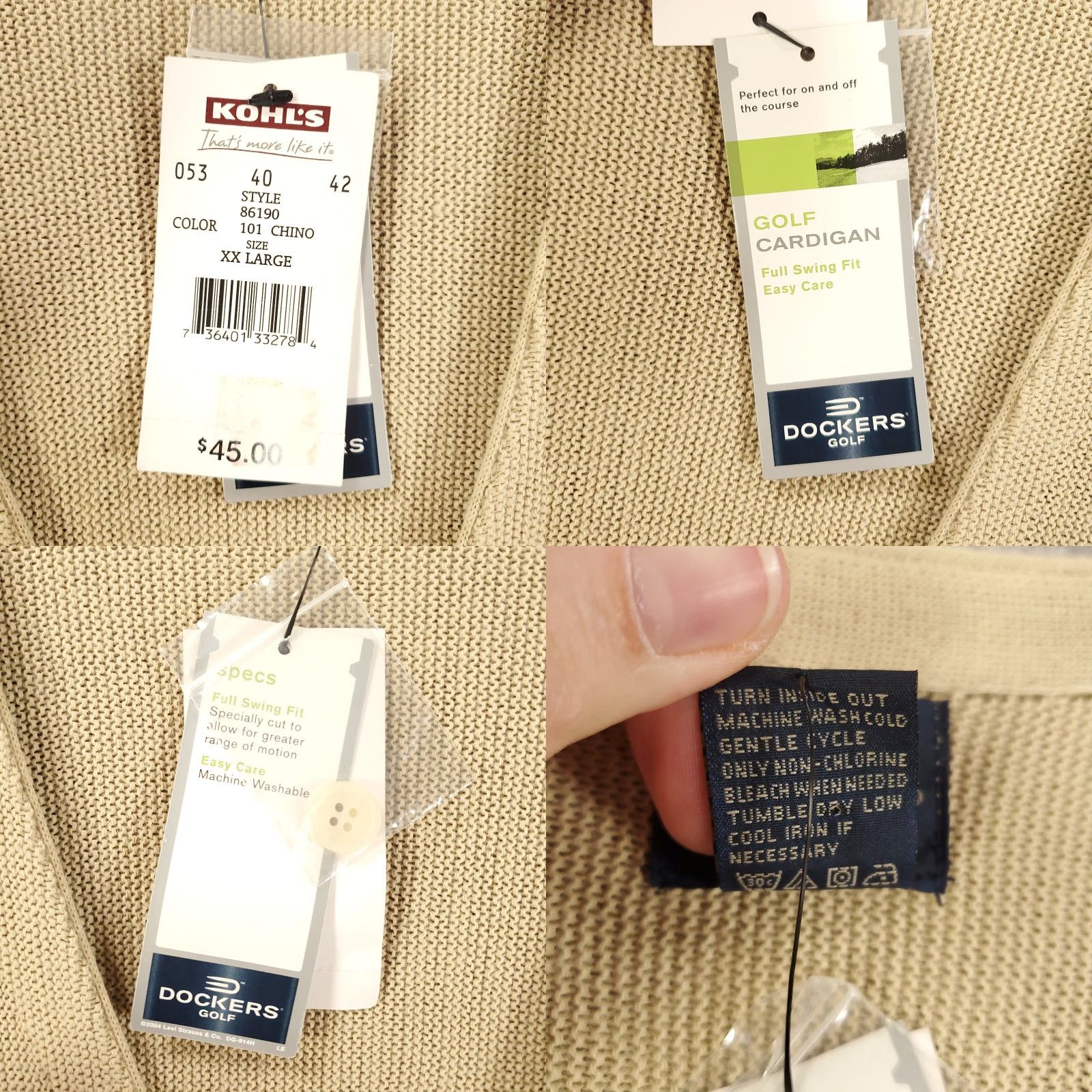Dockers New DOCKERS Cardigan Mens XXL Chino Tan Grandpa Knit Button Up Sweater NWT Size US XXL / EU 58 / 5 - 8 Thumbnail