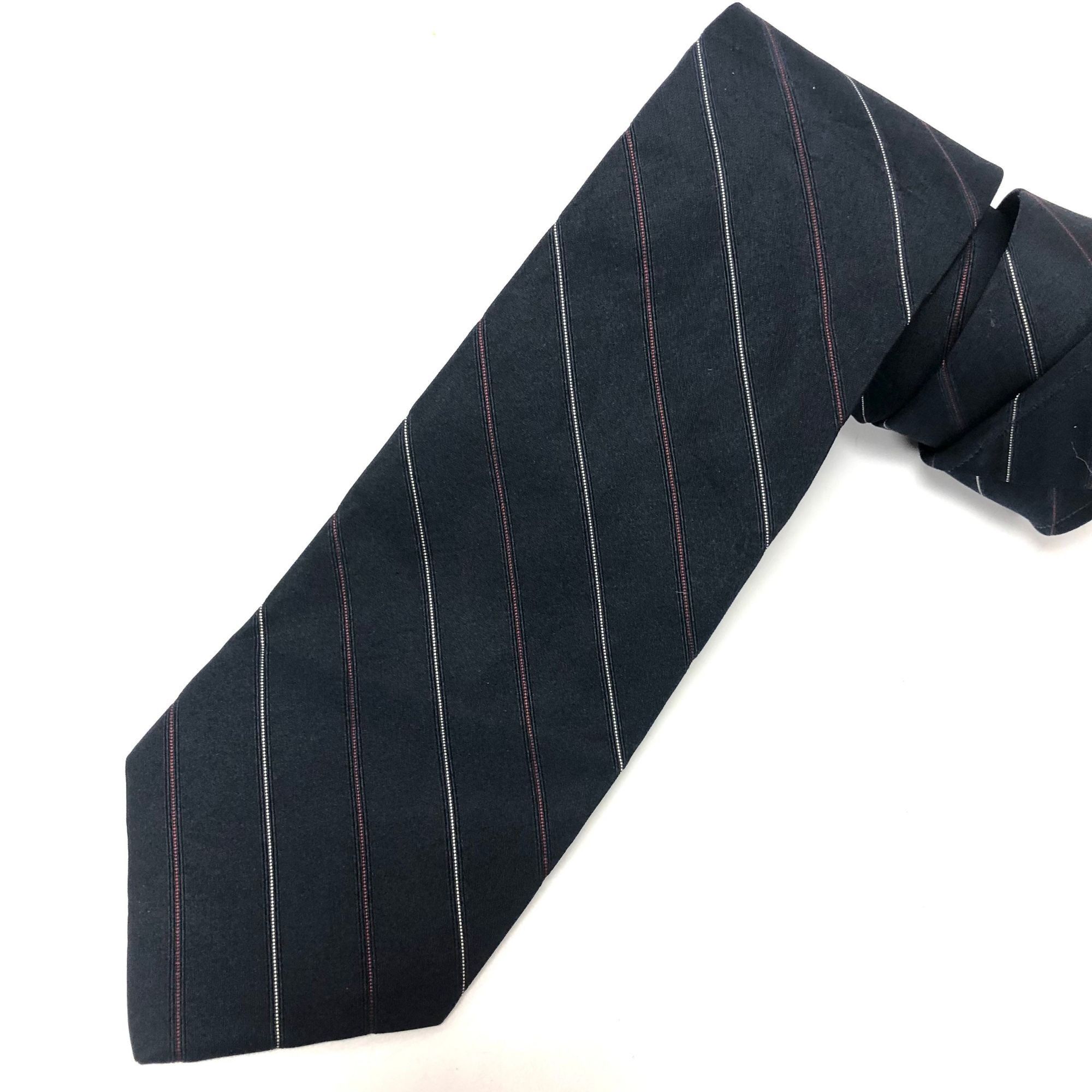 Sulka Vtg SULKA Navy Blue Red STRIPE Silk Narrow Necktie Size ONE SIZE - 1 Thumbnail