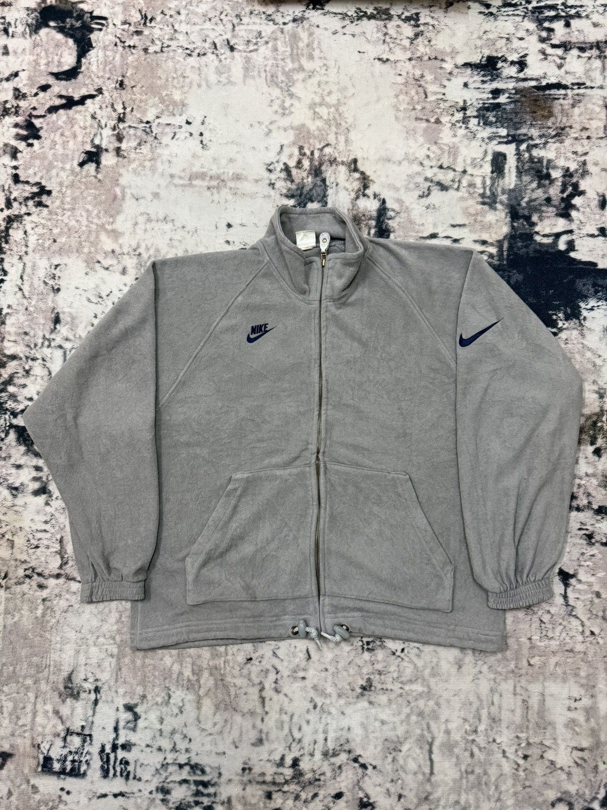 Nike × Vintage Vintage 90s Nike Swoosh Boxy Fleece Zip up Sweater Size US L / EU 52-54 / 3 - 3 Thumbnail