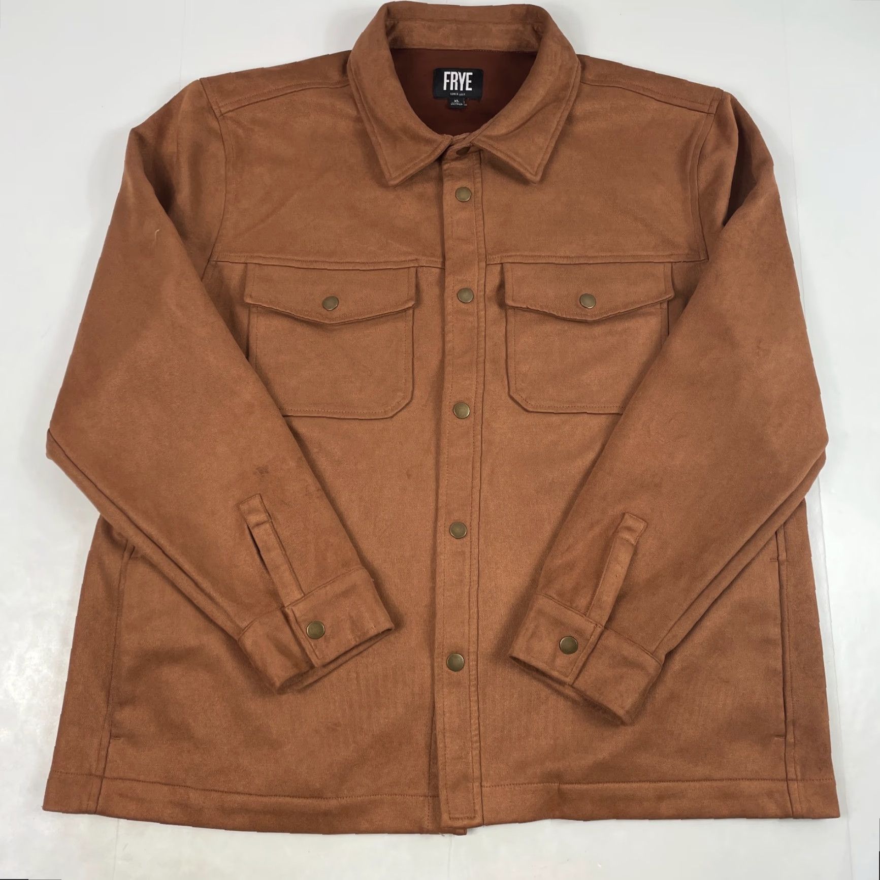 Frye VINTAGE Frye Shirt Men XL Brown Faux Suede Shacket Snap Up Western Rodeo Cowboy Shirt Size US XL / EU 56 / 4 - 2 Thumbnail