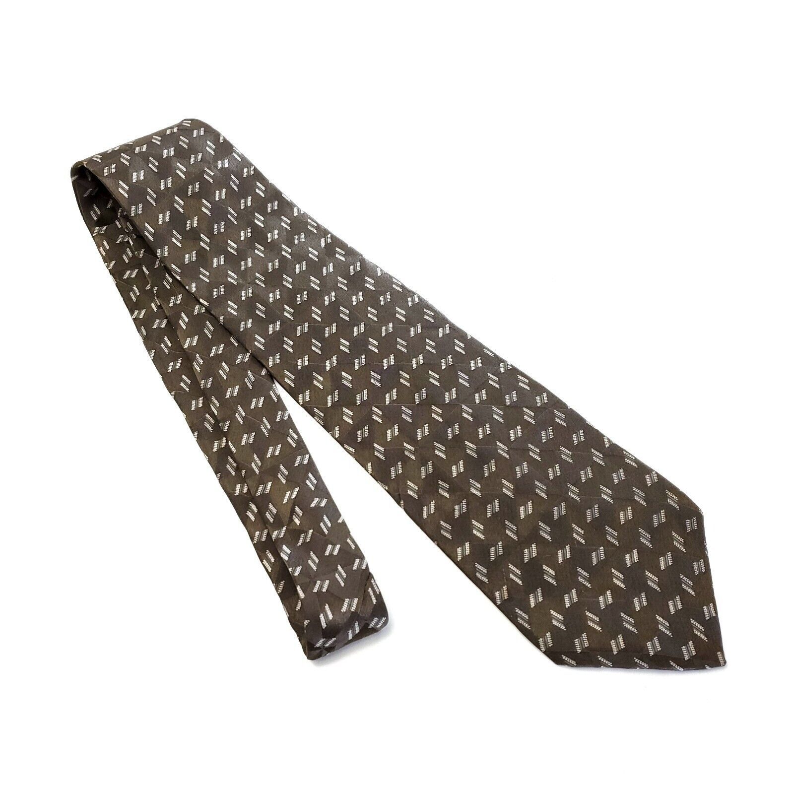 Liz Claiborne Claiborne Green Short Wide Print Geometric Silk Tie Size ONE SIZE - 6 Thumbnail