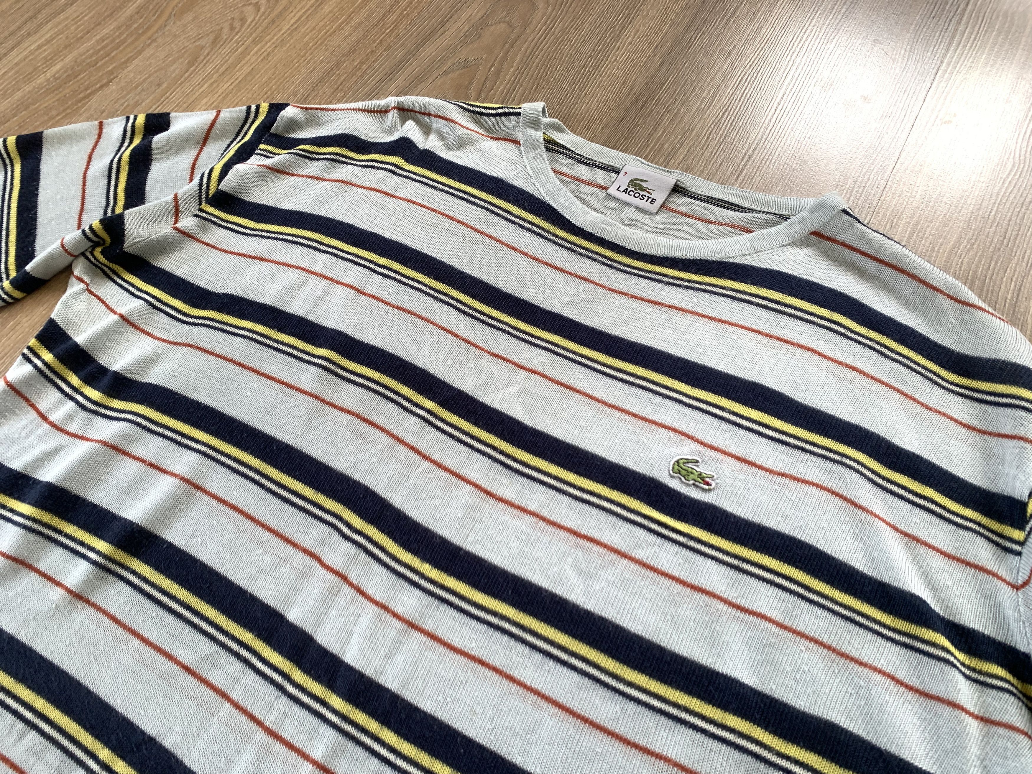 Lacoste × Vintage Vintage Lacoste Stripe Cotton T-Shirt Size US XL / EU 56 / 4 - 4 Thumbnail