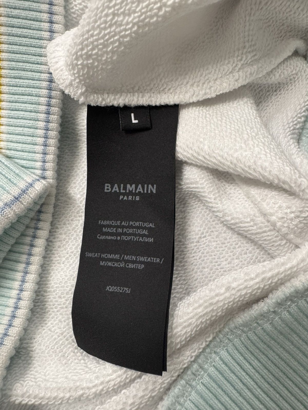 Balmain NWT Tennis Racket Embroidery Striped Sweatshirt - WHITE, L Size US L / EU 52-54 / 3 - 6 Thumbnail