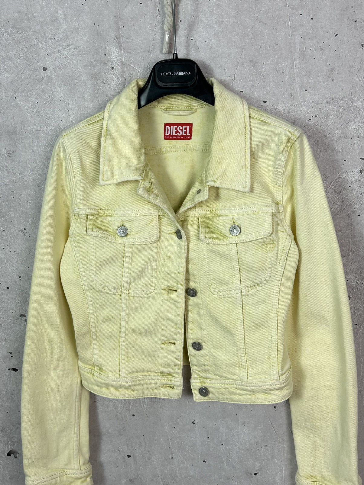 Diesel Diesel De-Slimmy Cropped Yellow Washed Denim Women’s Jacket Size S / US 4 / IT 40 - 2 Thumbnail