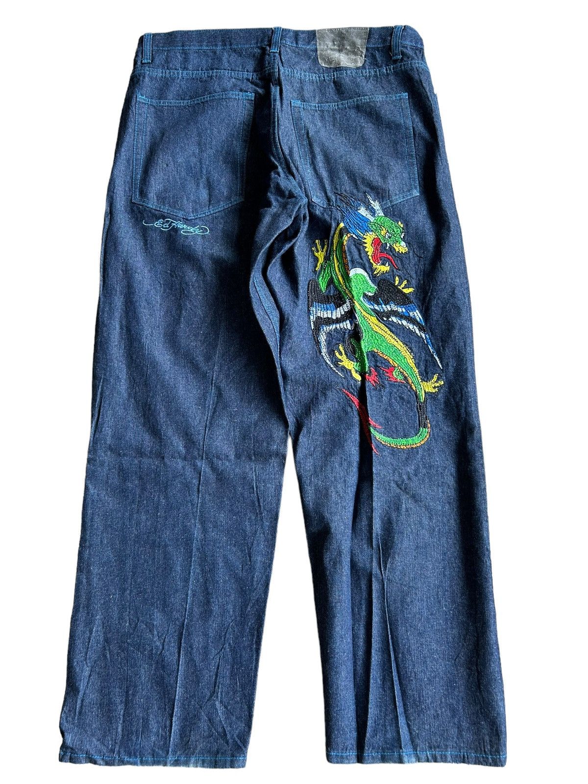 Christian Audigier × Ed Hardy × Vintage Ed Hardy denim Dragon Logo Rare design ☠️ Size US 41 - 3 Thumbnail
