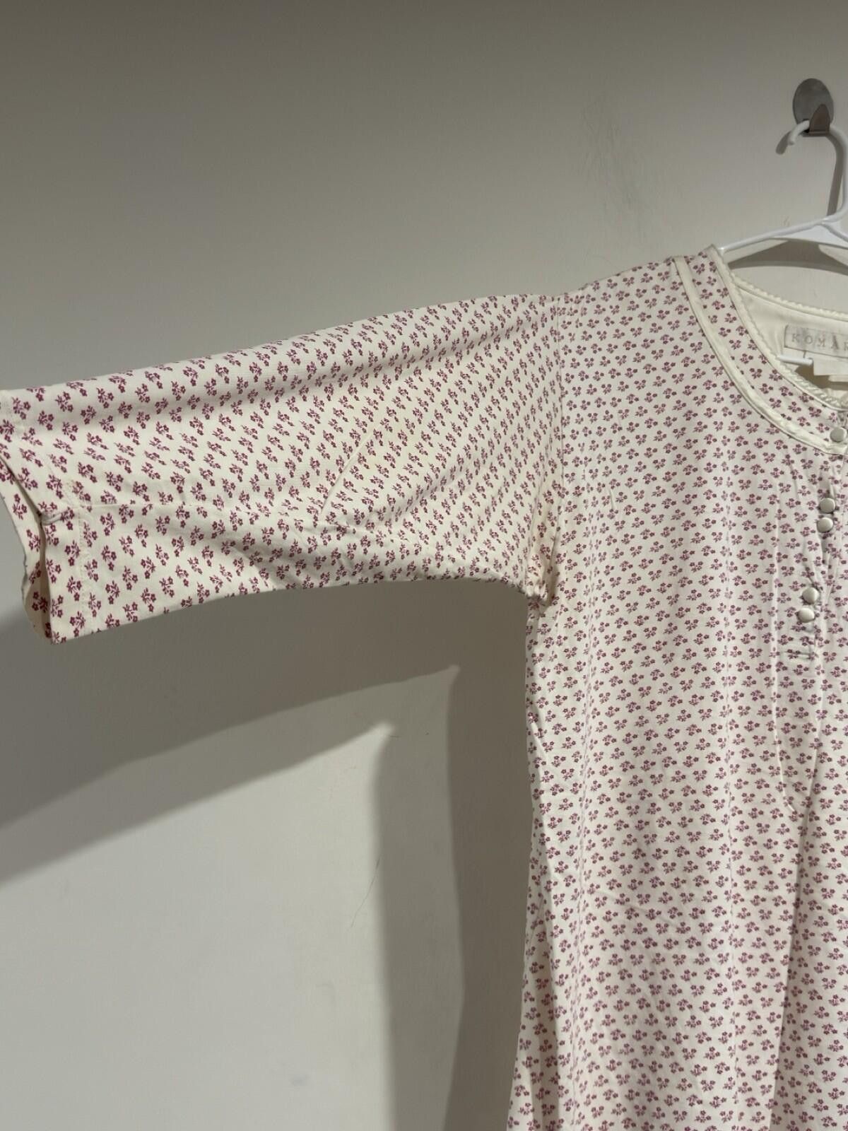 Koman Vintage Komar Floral Nightgown 100% Cotton 3/4 Sleeve Dress Size ONE SIZE - 10 Thumbnail