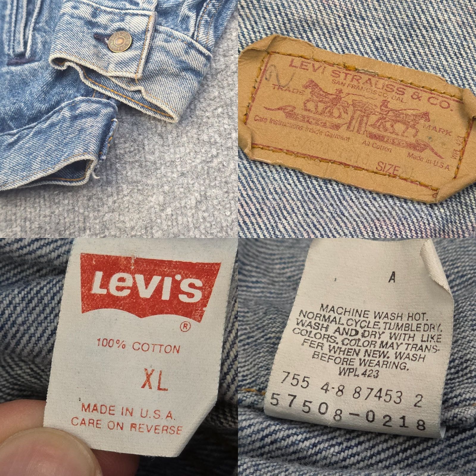 Levi's VINTAGE Levi's Jacket Women's XL Blue Denim Jean 57508 USA Stained Size 40" / US 18 - 8 Thumbnail