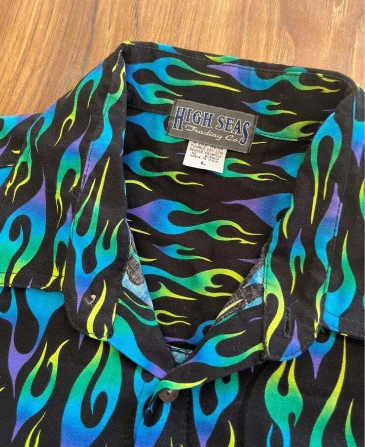 Designer × Vintage High Seas Trading Co Shirt Passion Fire Blue Green USA Size US XL / EU 56 / 4 - 4 Thumbnail