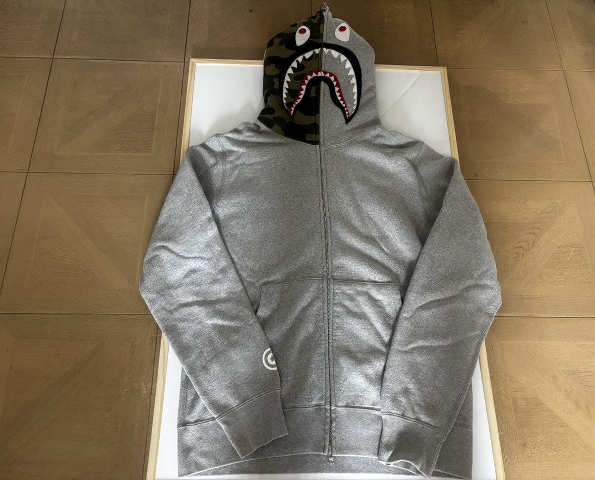 Bape × Lacoste BAPE × LACOSTE L! VE CROCODILE FULL ZIP HOODIE Gray