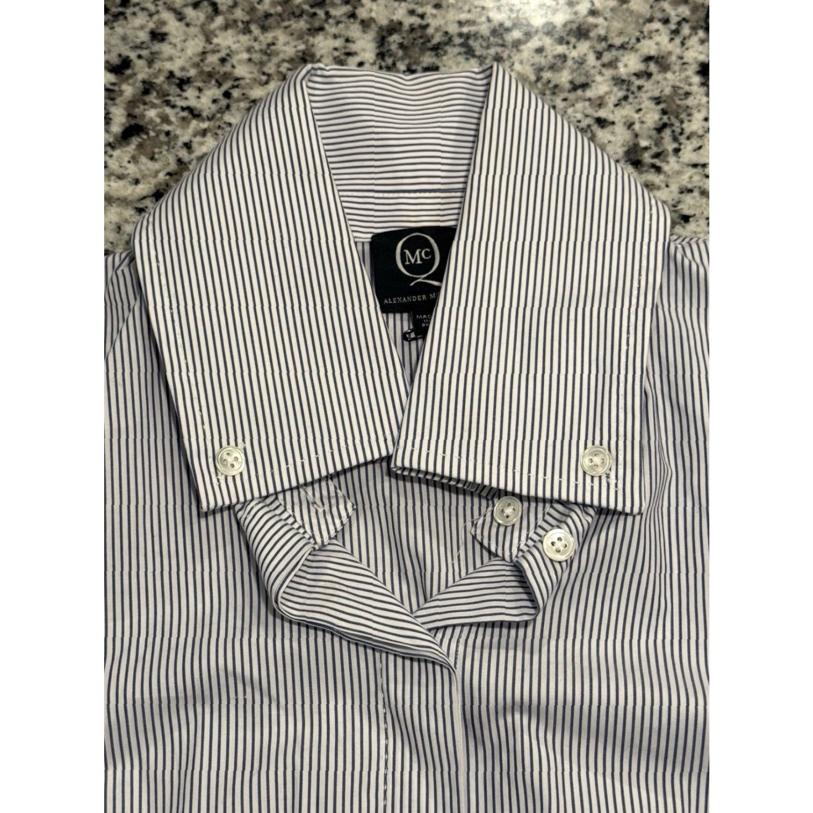 Alexander McQueen Alexander McQueen Button Down Shirt LS Big Collar Multicolor Blue Striped 46 US 12 Womens Size XL / US 12-14 / IT 48-50 - 3 Thumbnail