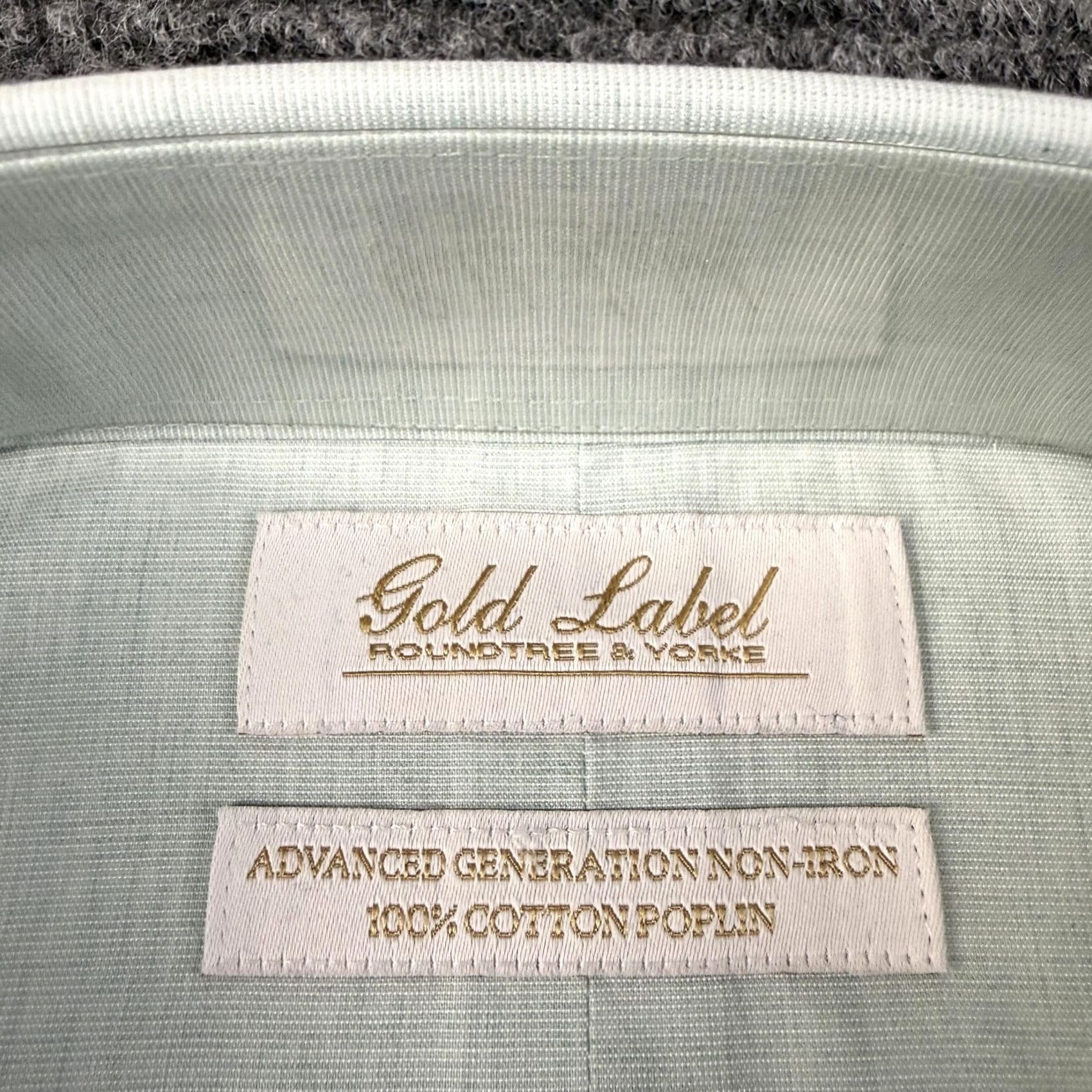 Roundtree & Yorke Roundtree & Yorke Gold Label Shirt Mens 19 Big & Tall Green Non-Iron Long Sleeve Dress Shirt Size US XXL / EU 58 / 5 - 4 Thumbnail