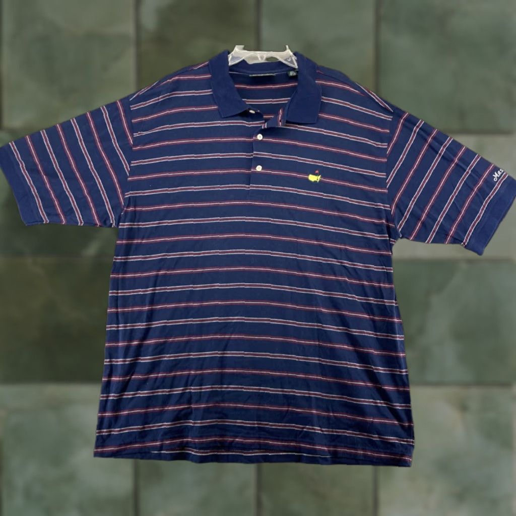Vintage Masters Collection Men's XL Blue Striped Golf Polo Shirt, 90s Retro Classic Casual Activewear Size US XL / EU 56 / 4 - 1 Thumbnail