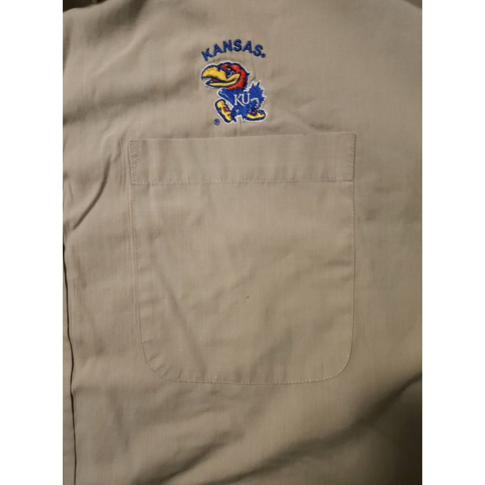 Vintage Antigua Button-Down Shirt Men's XL Tan Long Sleeve KU Jayhawks Embroidered Shirt Size US XL / EU 56 / 4 - 5 Thumbnail