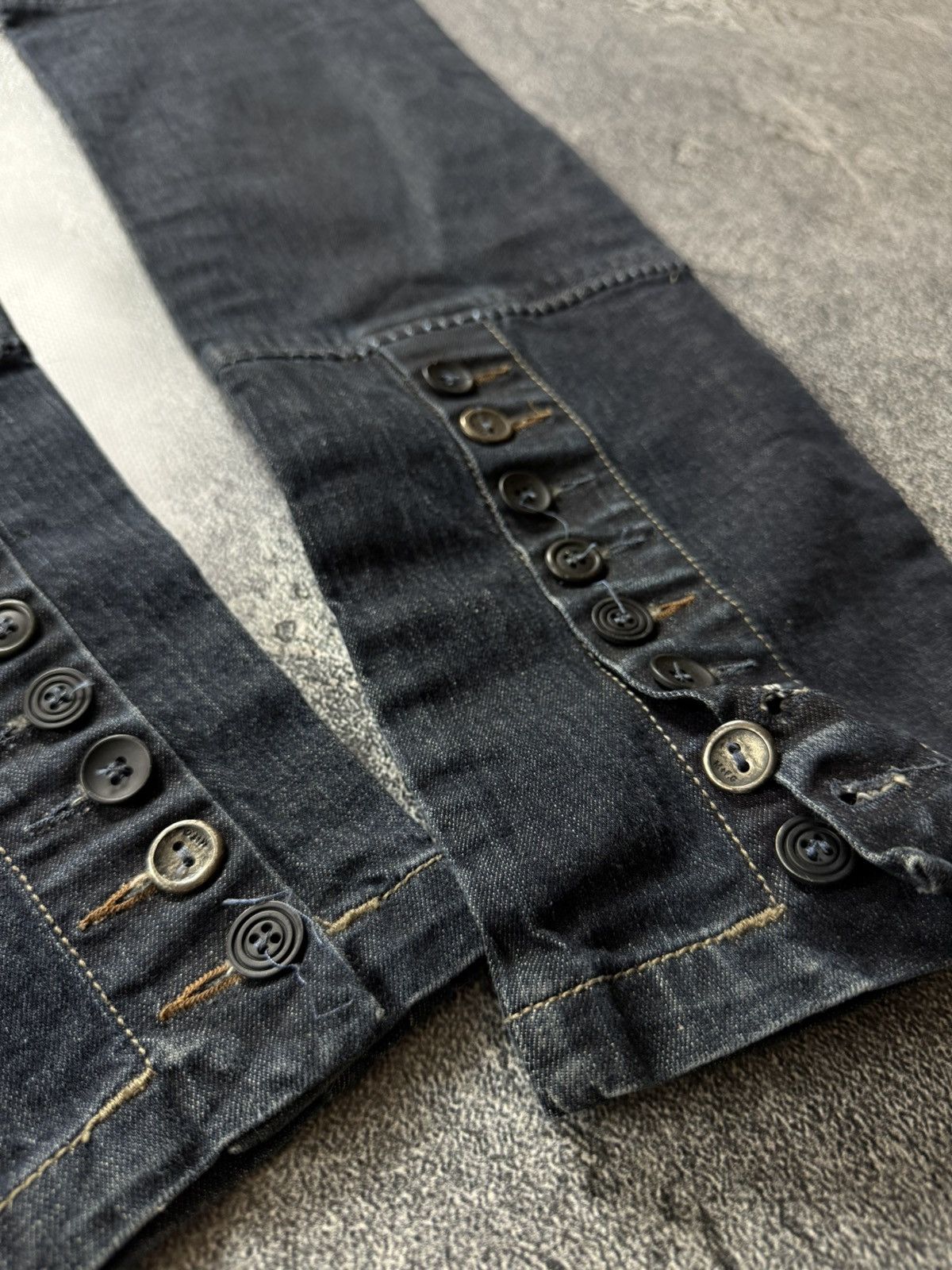 Marithe + Francois Girbaud M+Fg Avant Gard Button Hem Biker Jeans Style Balmain Slimane Size 30" / US 8 / IT 44 - 3 Thumbnail