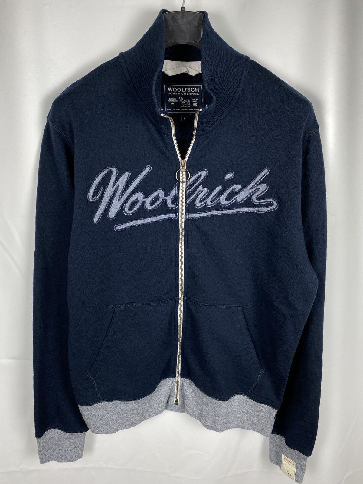 Woolrich Full Zip Jumper Big Logo Cotton Men size L