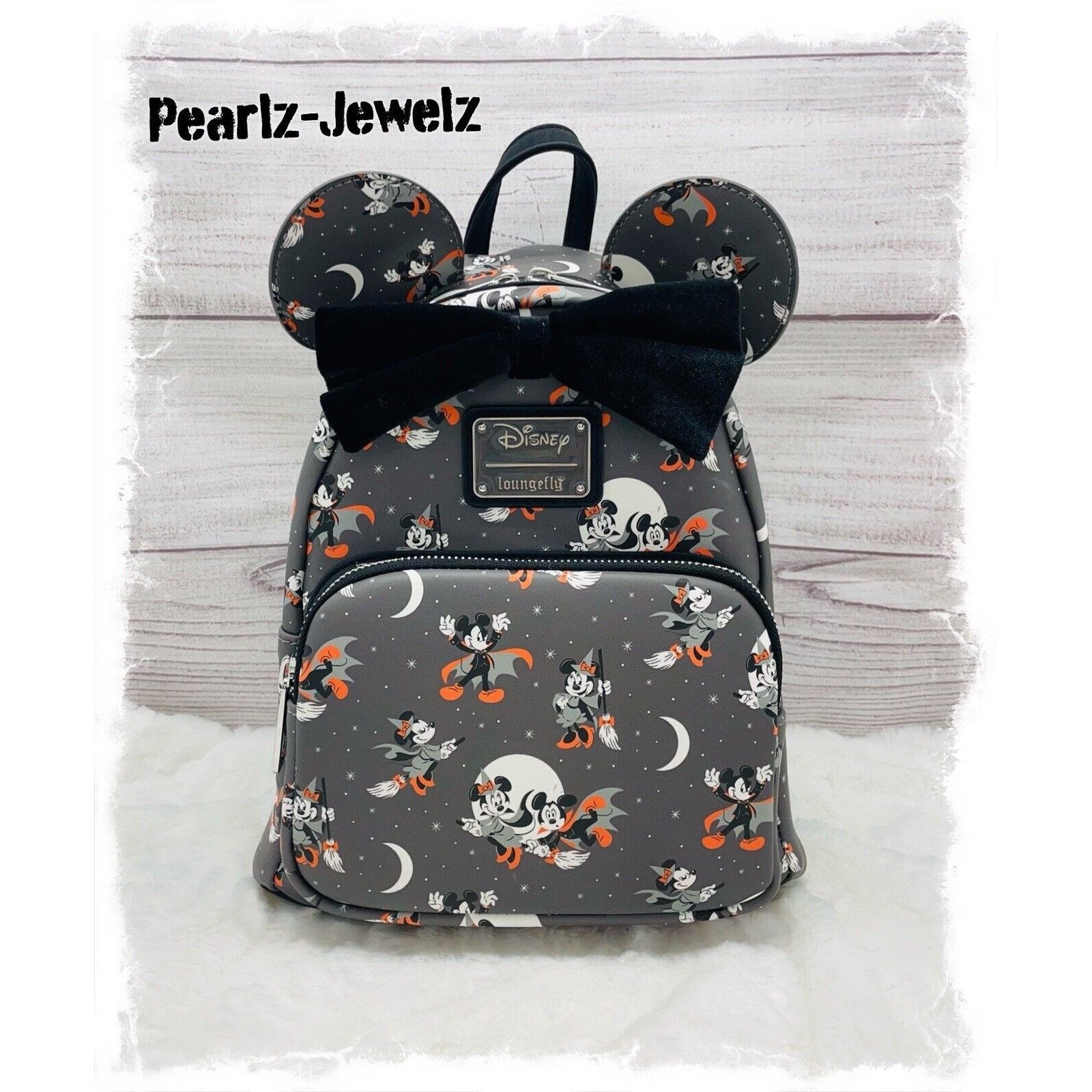image of Loungefly Disney Mickey Minnie Mouse Halloween Vampire Witch in Grey, Women's