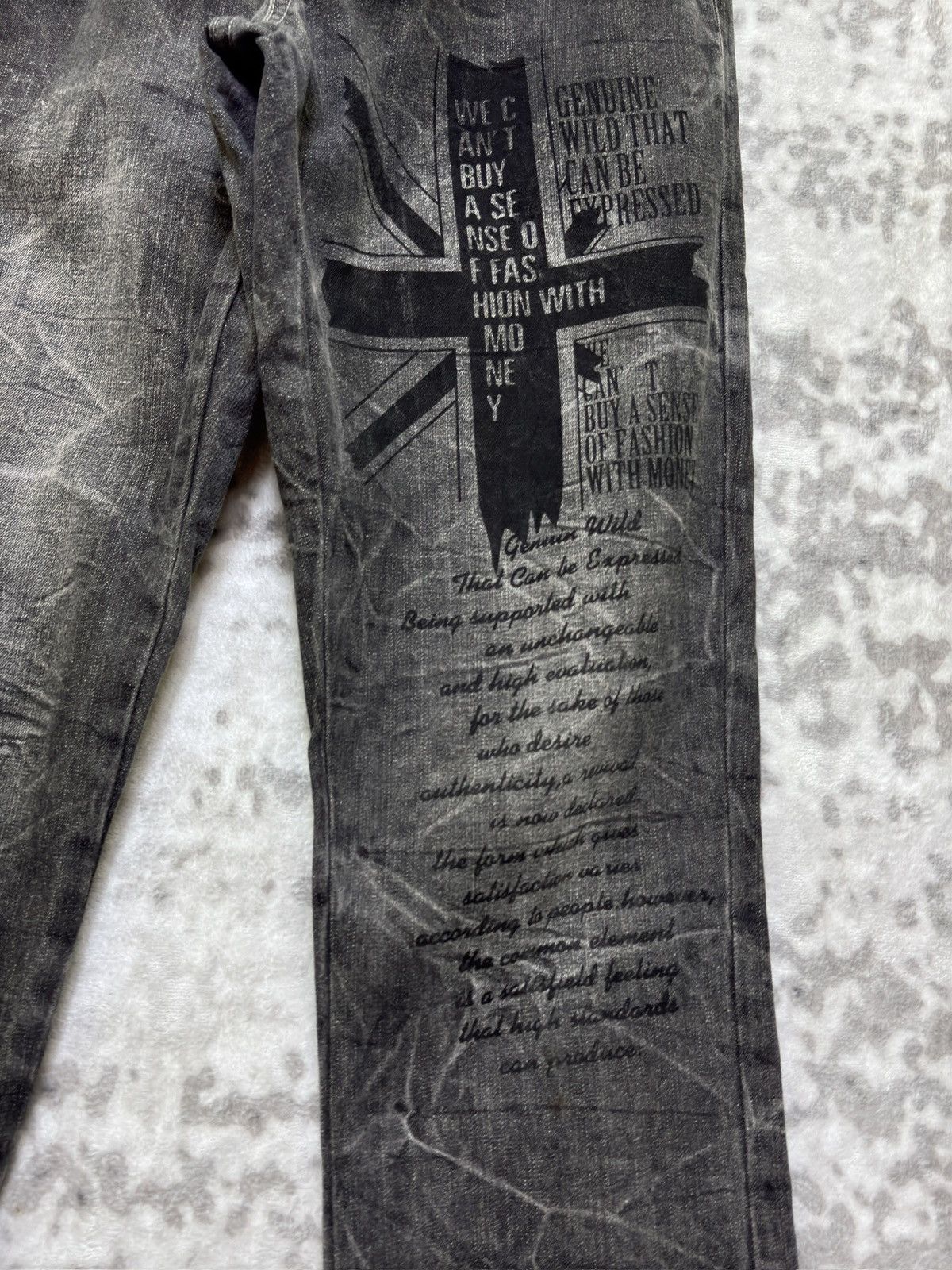 If Six Was Nine Y2K Wild Life Streetwear Poem Print Black Grey Jeans Size US 31 - 6 Thumbnail