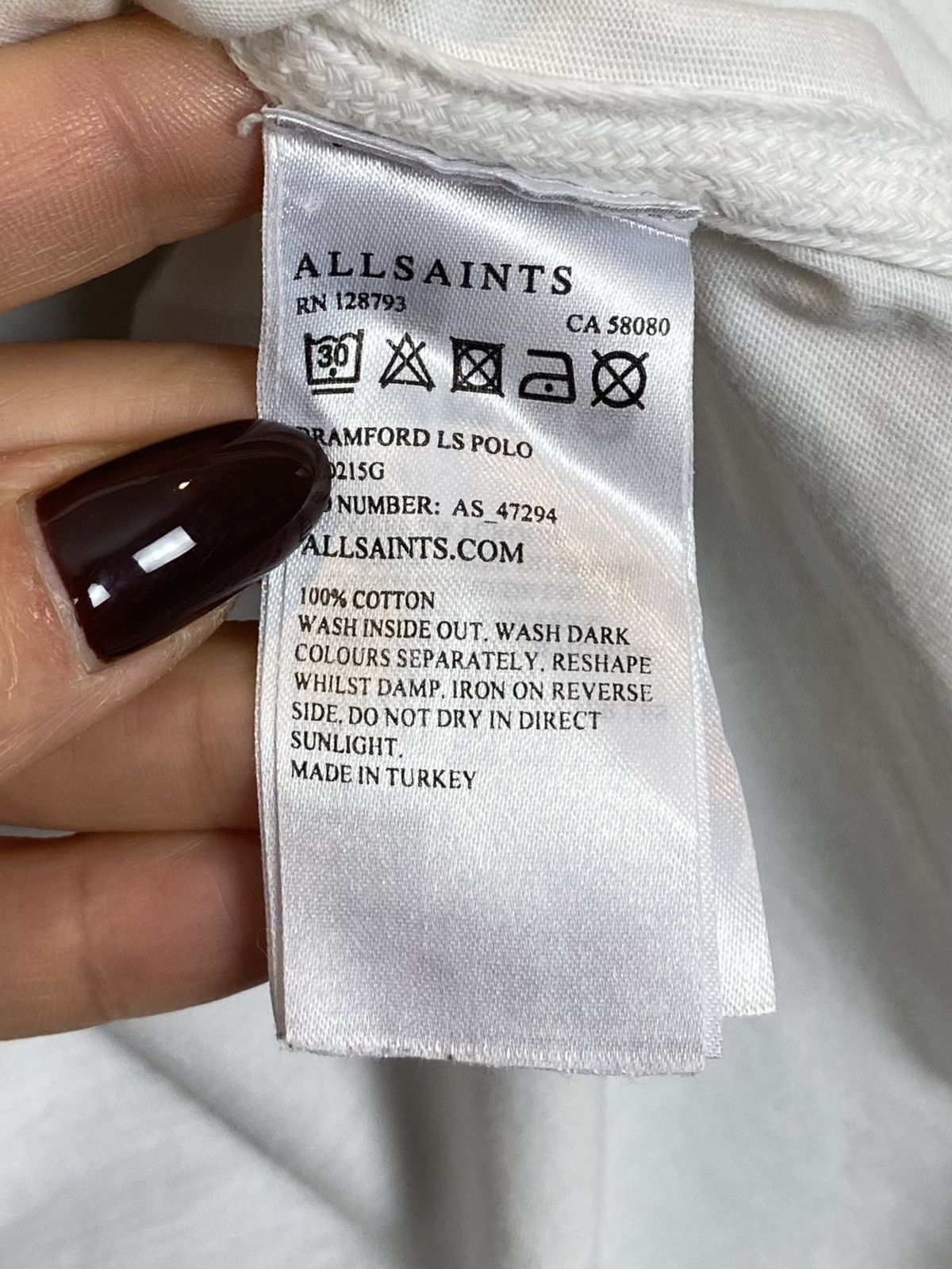 Allsaints Allsaints Bramford LS Polo Shirt Long Sleeve Size S White Size US S / EU 44-46 / 1 - 6 Thumbnail