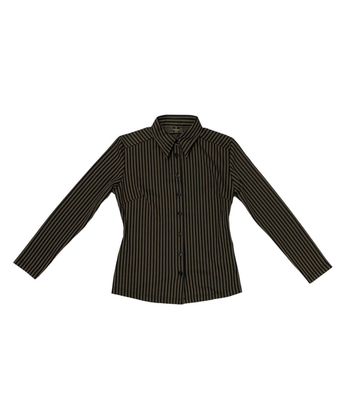 Fendi Fendi Striped Button-Up Shirt Slim Fit Brown Black Size M / US 6-8 / IT 42-44 - 2 Thumbnail