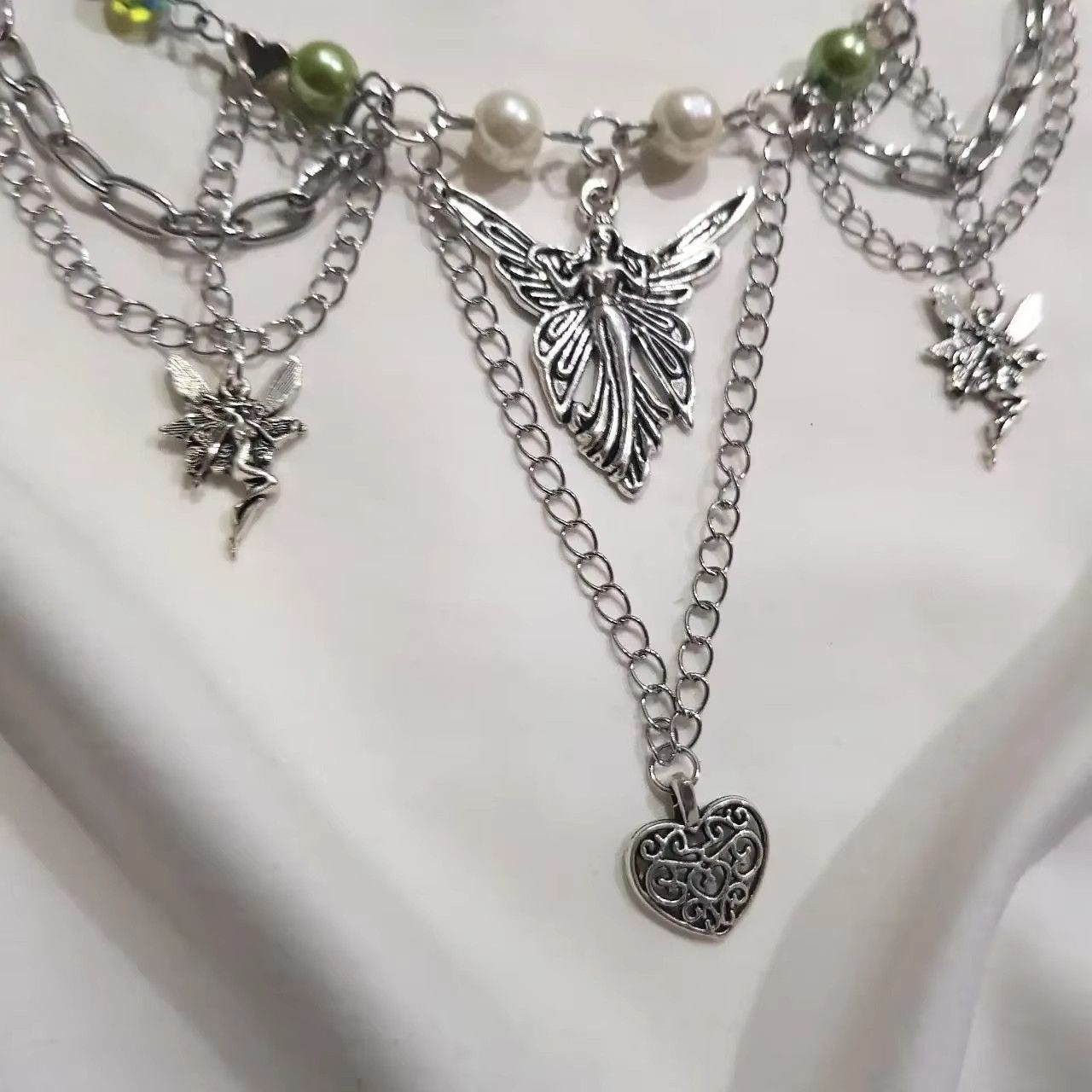 Jewelry Beautiful Fairy Pearl Heart Necklace Size ONE SIZE - 2 Thumbnail