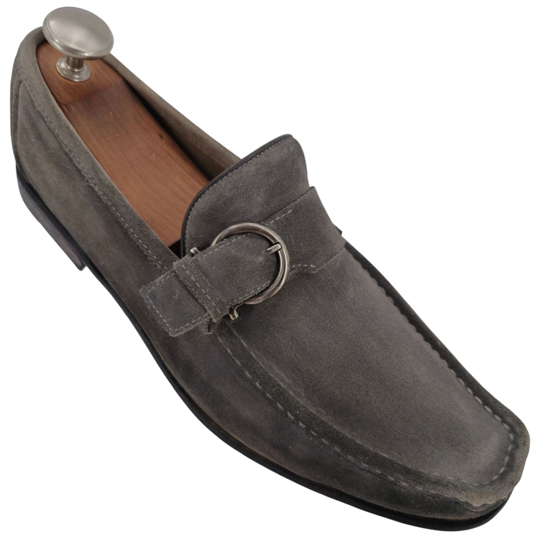 Salvatore Ferragamo Salvatore Ferragamo Italy Gray Suede Buckle Moccasin Loafers Size US 9.5 / EU 42-43 - 1 Thumbnail