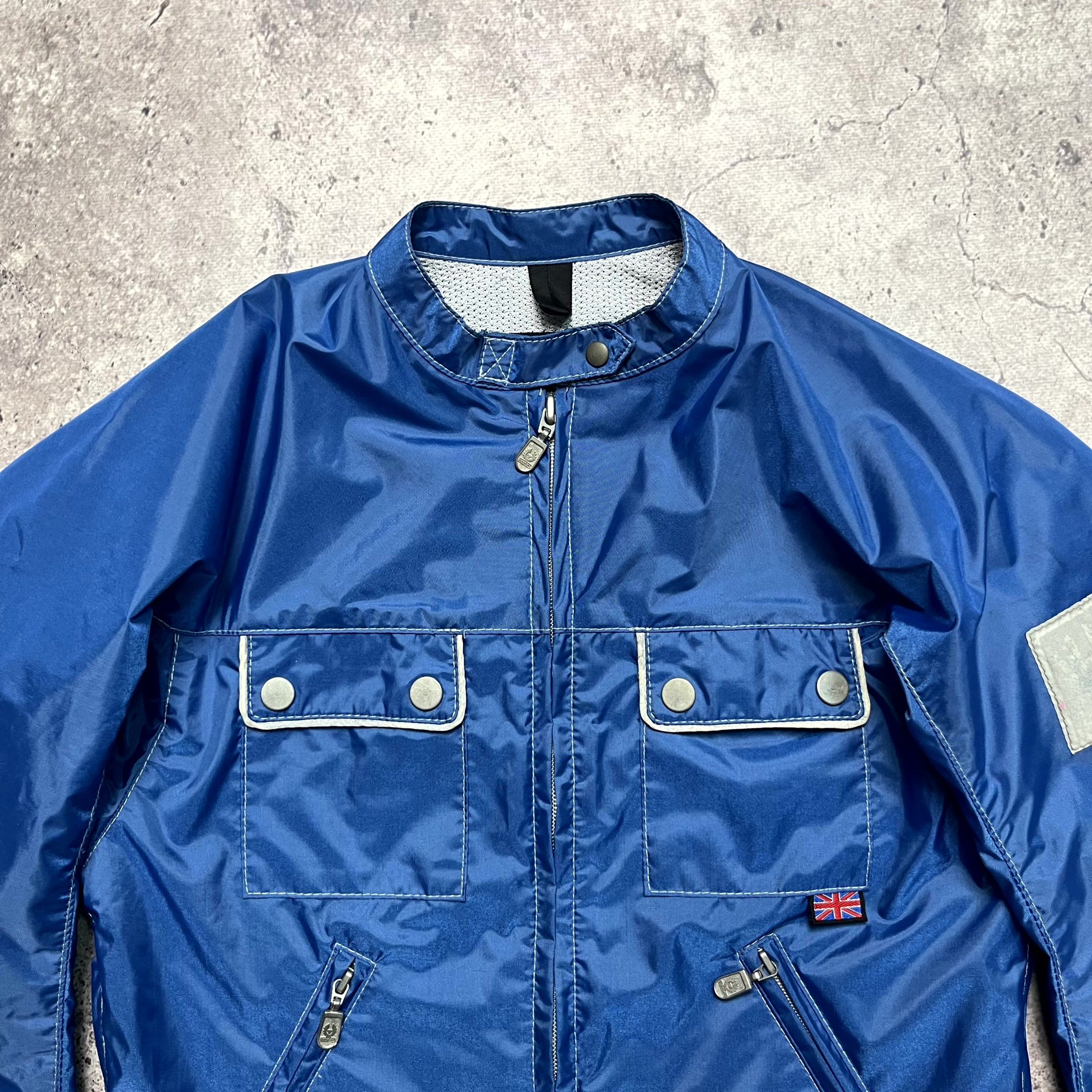 Belstaff Blue Biker Bomber Multipocket Jacket Size 8 XS