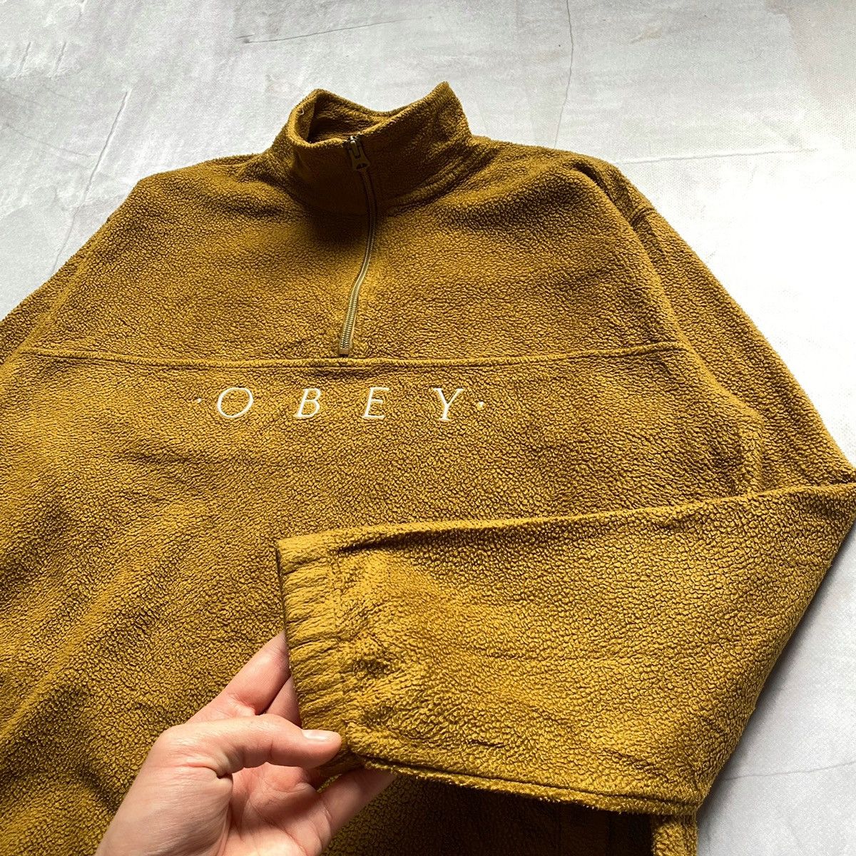 Obey × Vintage Vintage Obey Fleece Anorak Jacket Zip 1/3 Baggy Big Logo Y2K Size US L / EU 52-54 / 3 - 2 Thumbnail
