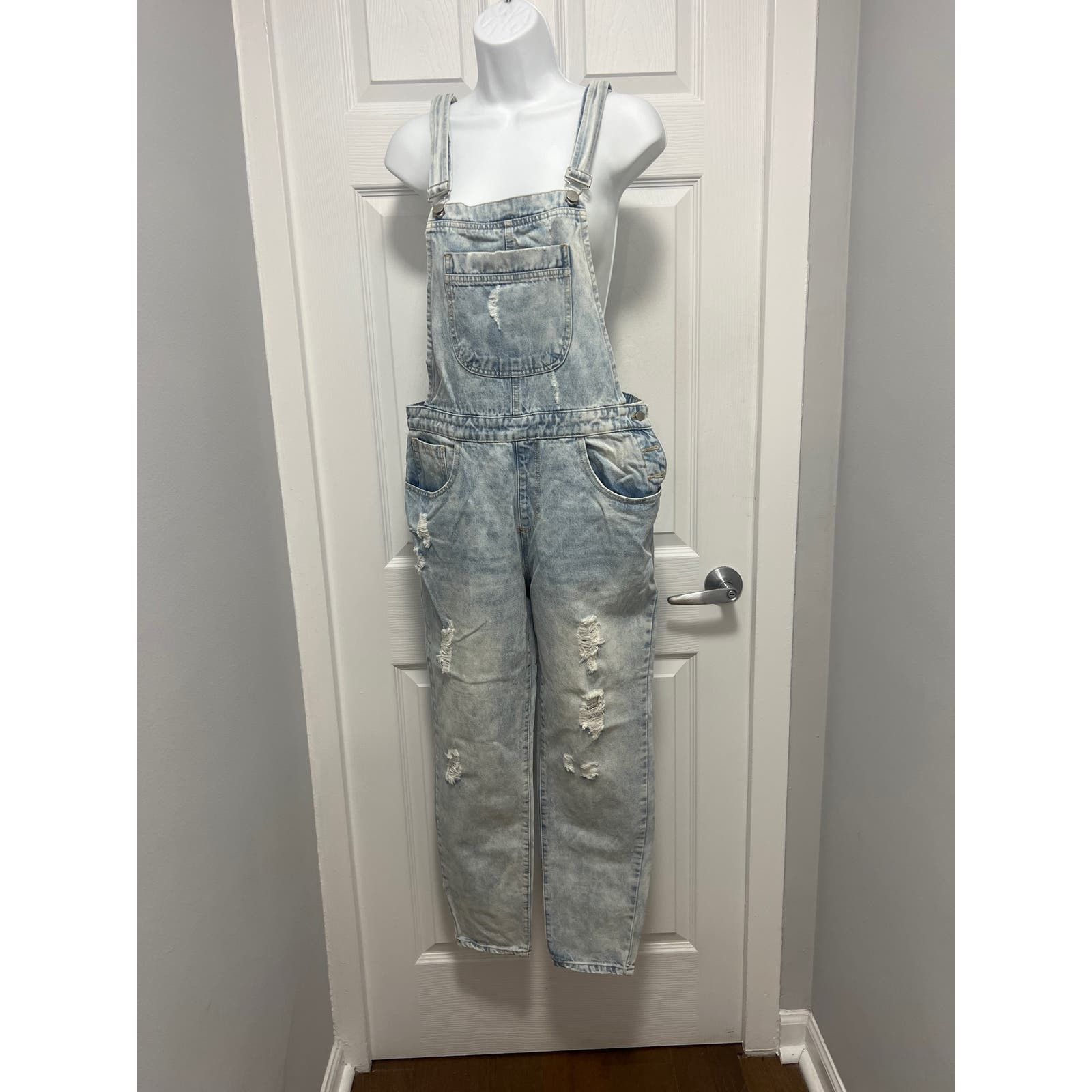Forever 21 Light Wash Denim Skirt Overalls size 29 Forever 21 Size 29" - 1 Thumbnail