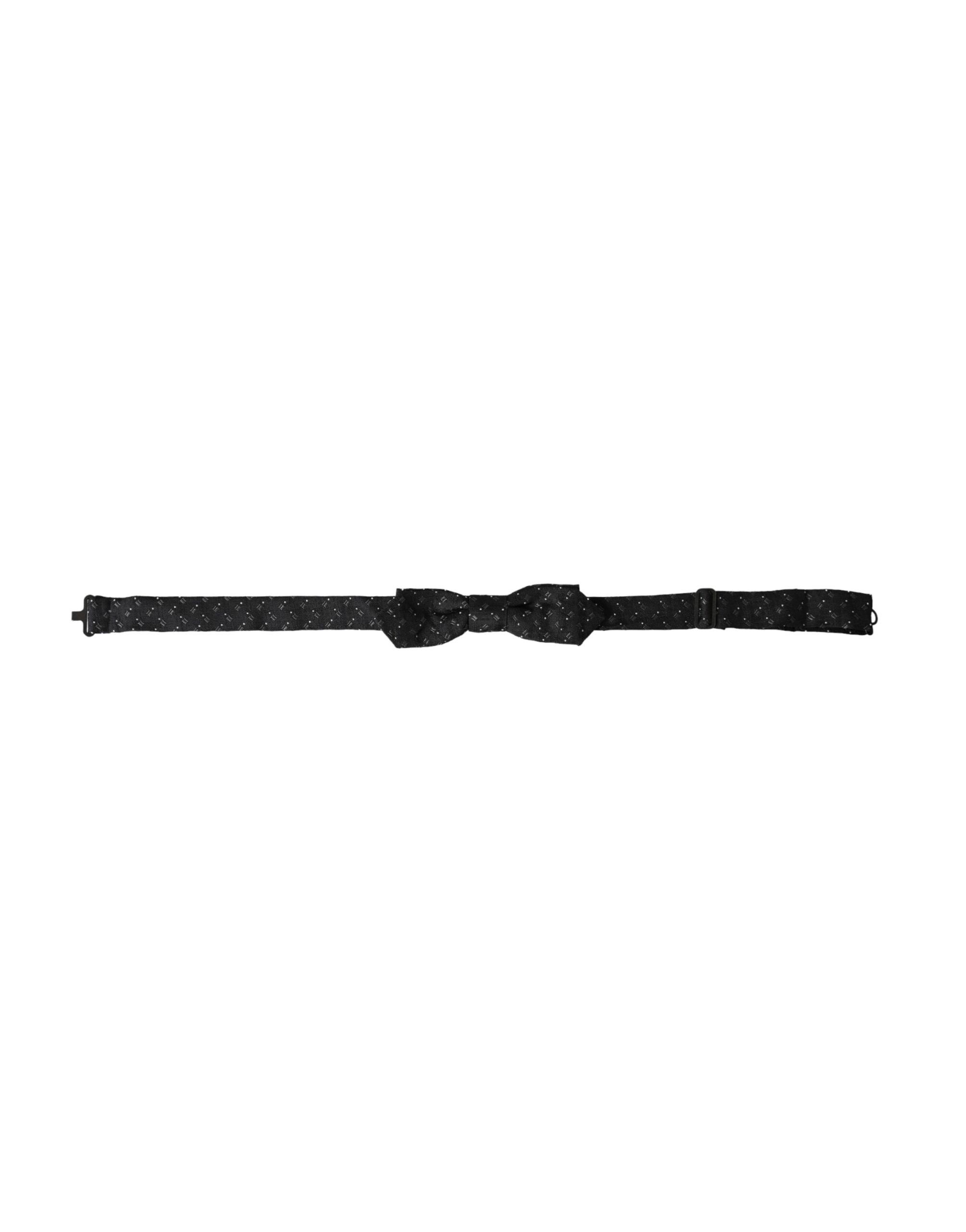 Dolce & Gabbana Black Silk Patterned Adjustable Neck Men Papillon Bow Men's Size ONE SIZE - 1 Thumbnail
