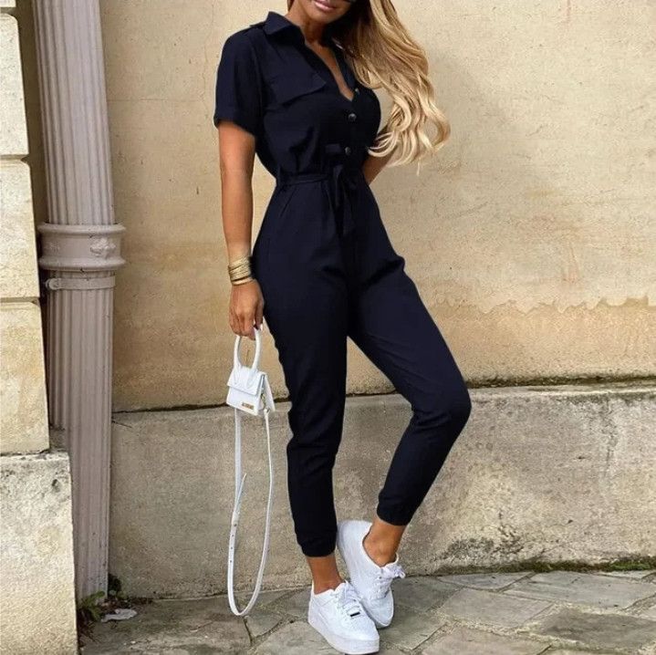 Other Women's Monochrome Belted Jumpsuit Workwear Size M / US 6-8 / IT 42-44 - 4 Thumbnail