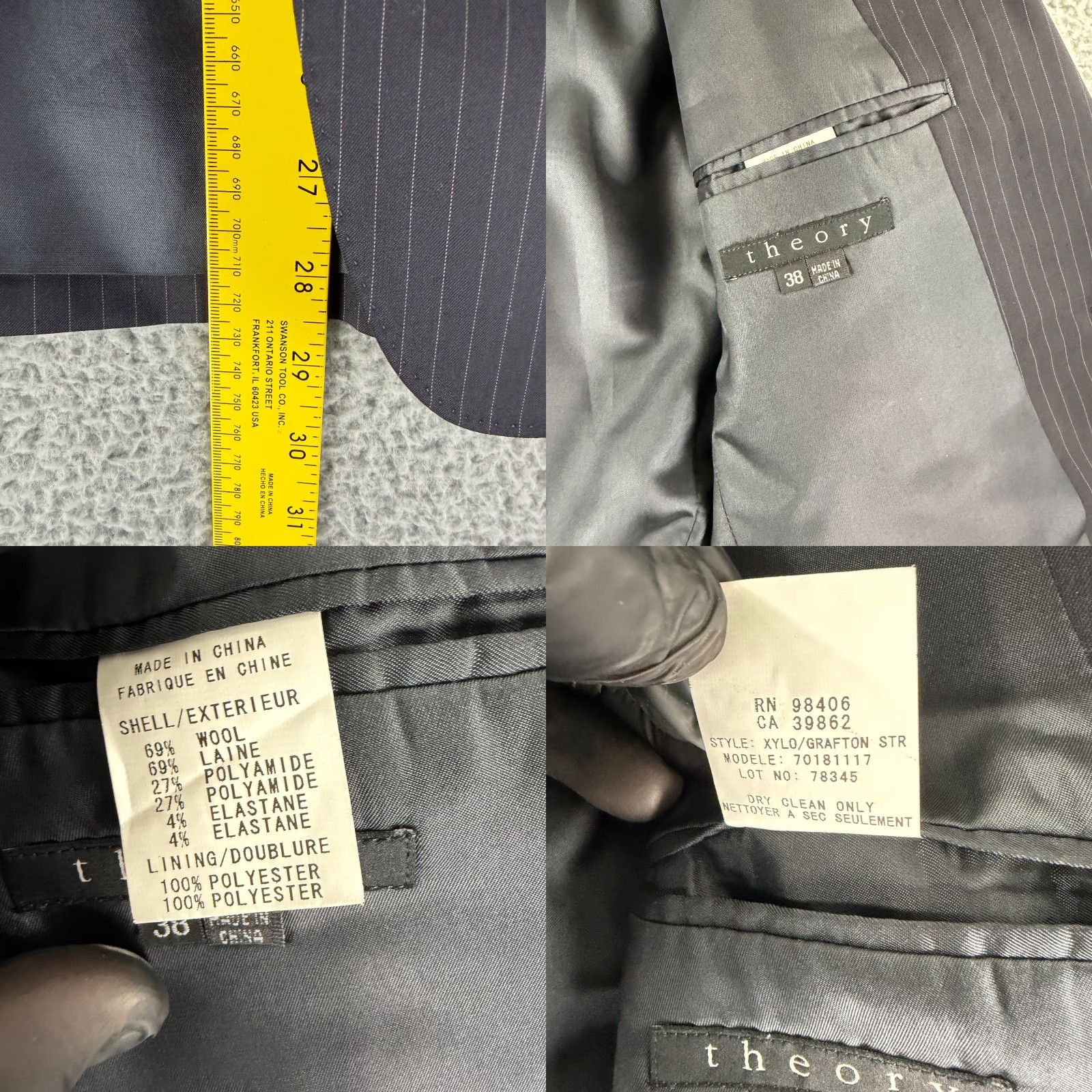Theory **Theory Black Men's 38 Blazer Jacket Stripe Wool Blend Regular Fit** User: Theory Black Men's 38 Blazer Jacket Stripe Wool Blend Regular Fit Size US M / EU 48-50 / 2 - 9 Thumbnail