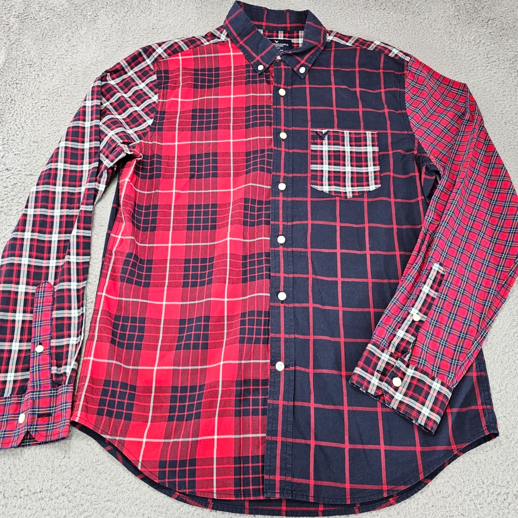 American Eagle Outfitters American Eagle Shirt Mens Medium Classic Check Patchwork Button Up Long Sleeve Mens Size US M / EU 48-50 / 2 - 2 Thumbnail