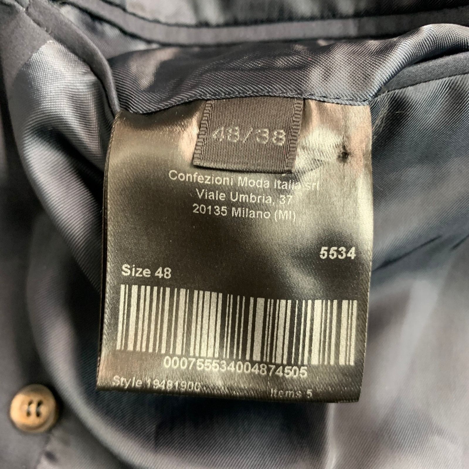 Calvin Klein Size 38 Navy Cotton Double Breasted Sport Coat Size 38R - 8 Thumbnail