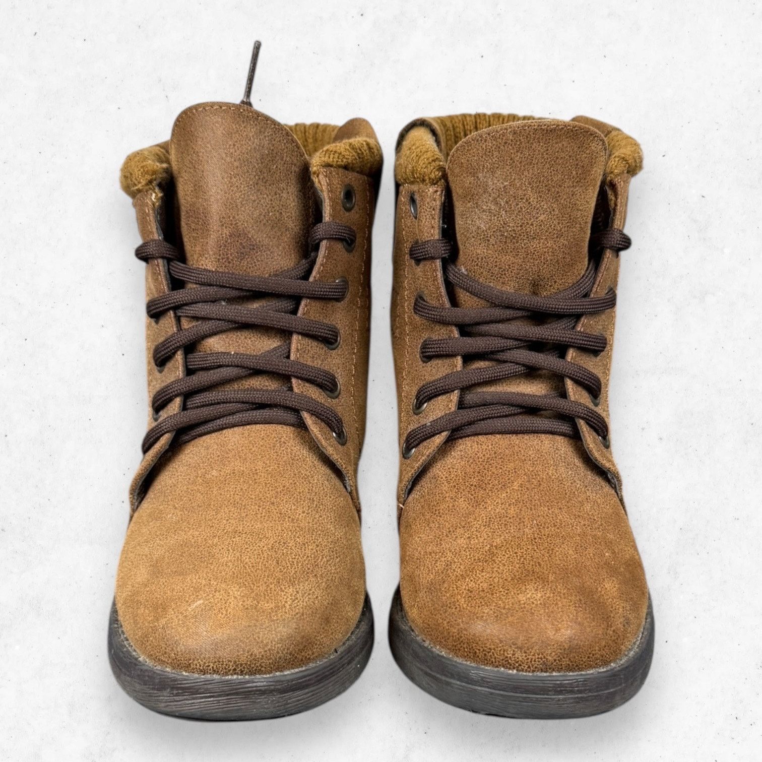 Other Urban CKlass Tan Brown Knit Cuff Lace Up Combat Boots Sz 7 Size US 7 / IT 37 - 5 Thumbnail