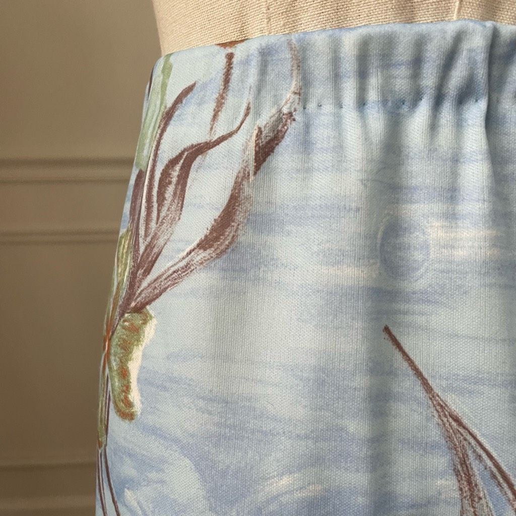 Vintage Vintage 70s Polyester A-line Skirt Blue Floral S Size 27" / US 4 / IT 40 - 2 Thumbnail