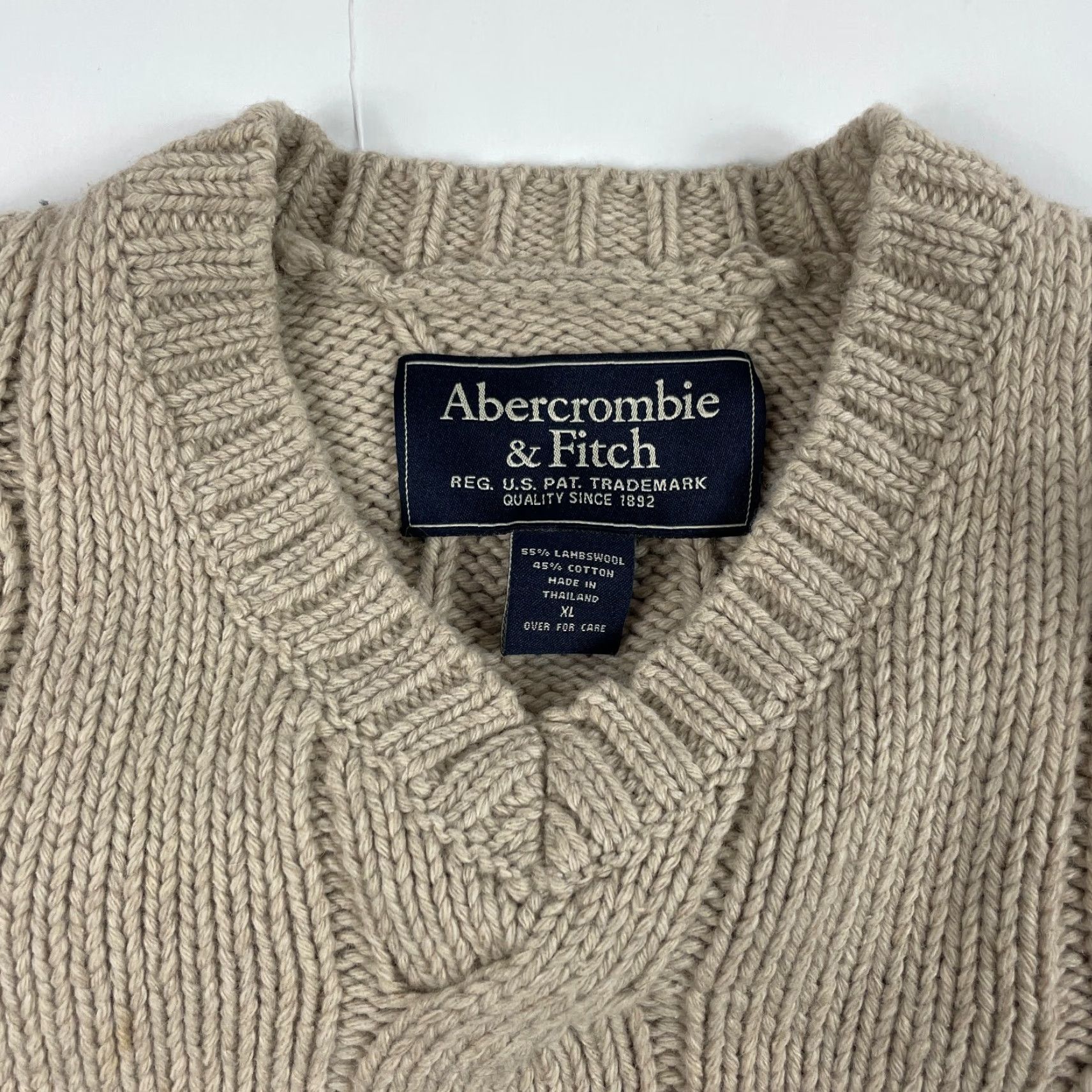 Abercrombie & Fitch VINTAGE Abercrombie & Fitch Sweater Women XL Beige Wool Long Sleeve Knit Pullover Crew Neck Size XL / US 12-14 / IT 48-50 - 6 Thumbnail