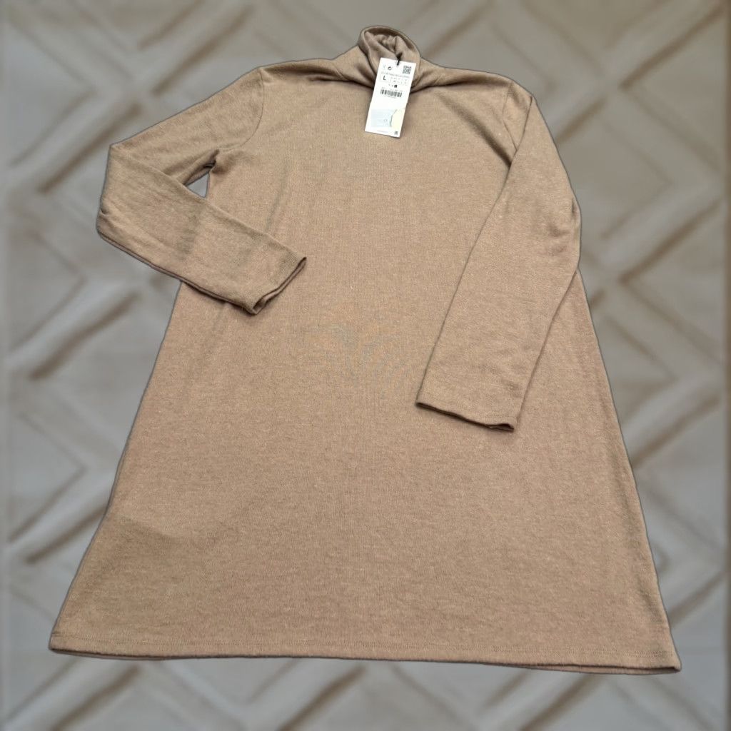 Zara **Zara Women's Brown Long Sleeve Turtleneck Pullover Shift Dress Large** User: Zara Women's Brown Long Sleeve Turtleneck Pullover Shift Dress Large Size L / US 10 / IT 46 - 1 Thumbnail