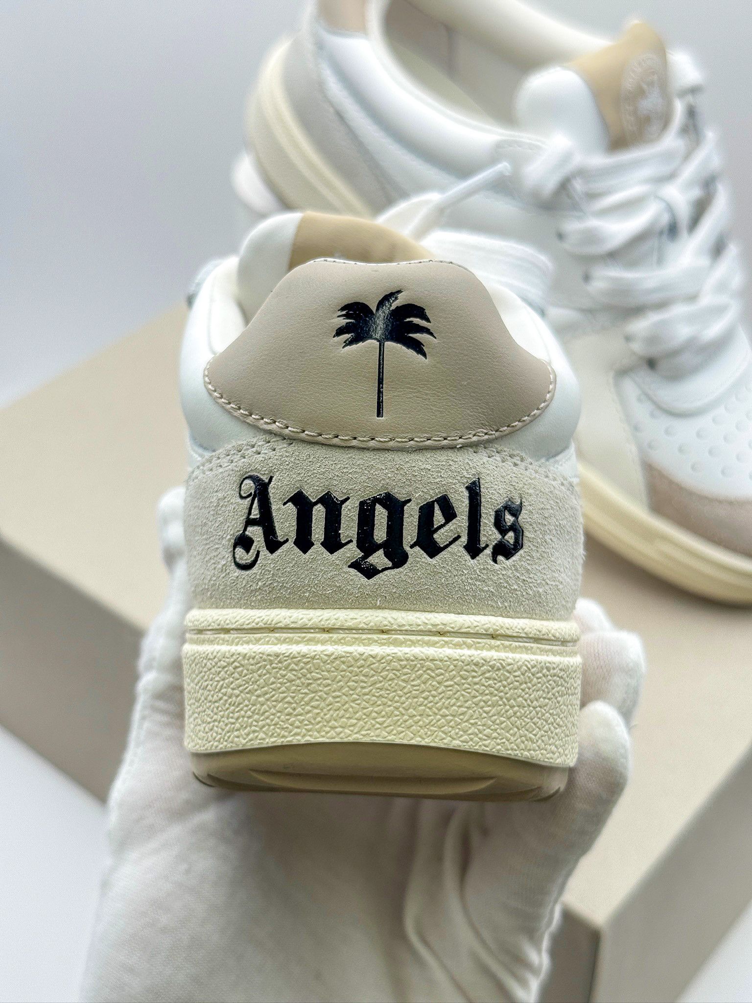 Palm Angels Palm Angels University White Beige Luxury Sneakers Size US 6 / IT 36 - 5 Thumbnail