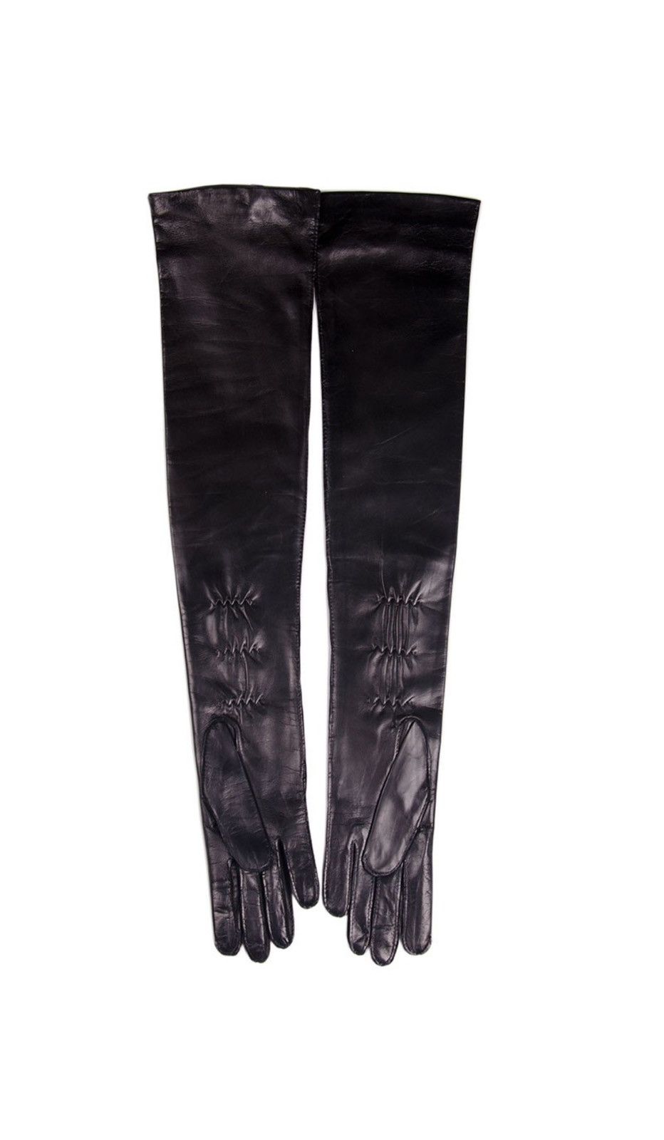 Ann Demeulemeester Last Ann Demeulemeester Black Leather Long Gloves Size ONE SIZE - 1 Thumbnail