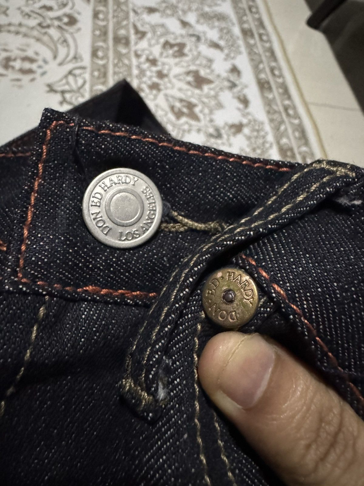 Ed Hardy Vtg “Death Of Glory” Ed Hardy Embroidery Short Denim Jeans Size US 37 - 6 Thumbnail