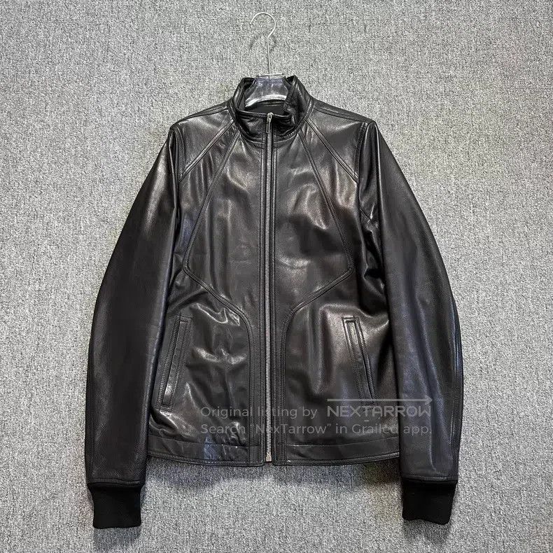 Rick Owens Rick Owens Black stand-up collar cowhide leather jacket Size US L / EU 52-54 / 3 - 1 Thumbnail