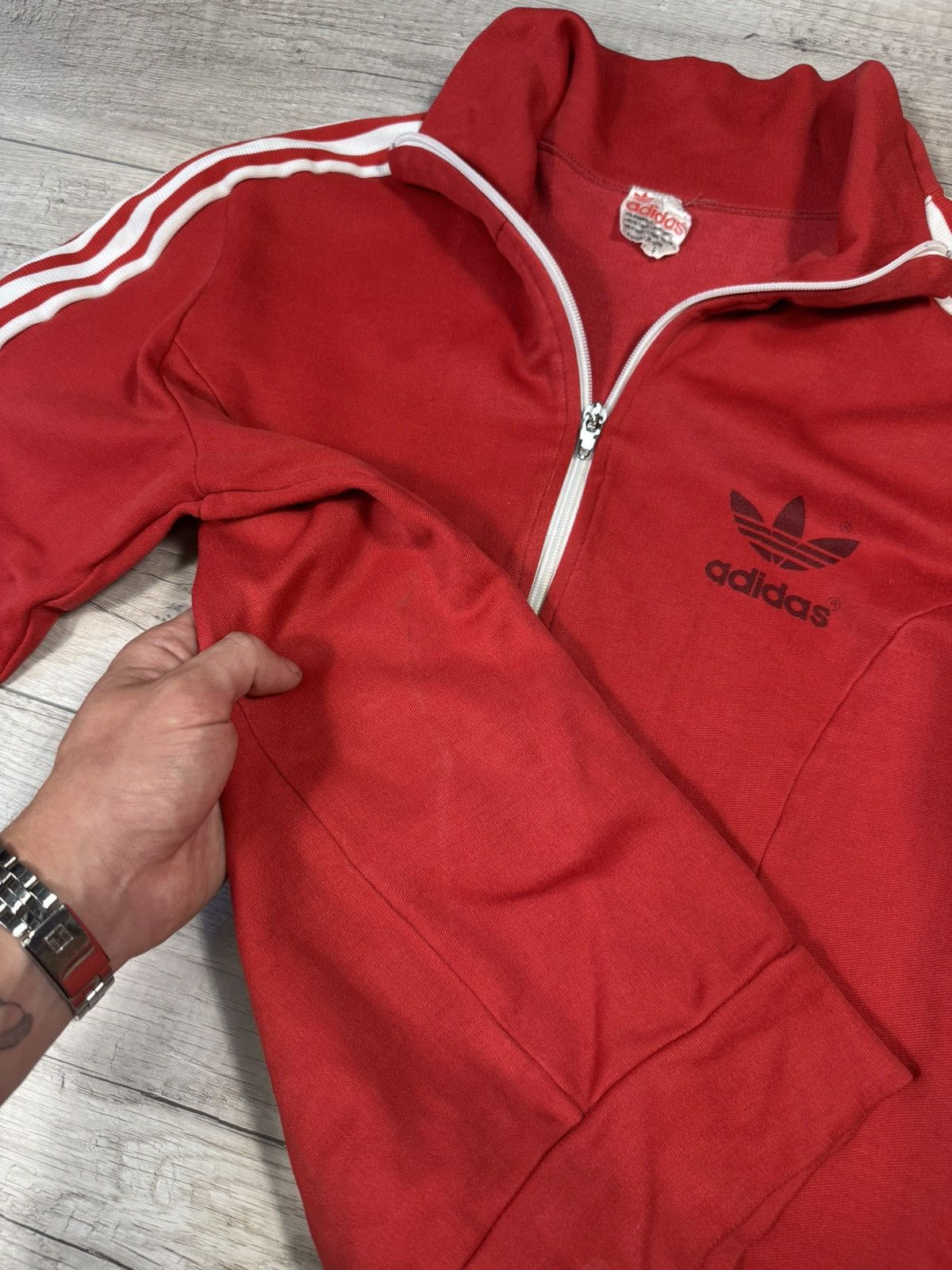 Adidas Adidas Vintage Made In Korea Track Jacket 80’s Red Size 6 Size US M / EU 48-50 / 2 - 10 Thumbnail