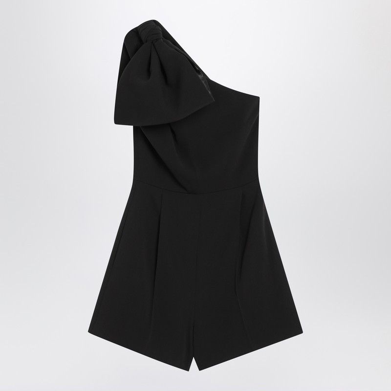 Max Mara Pianoforte One-Shoulder Short Jumpsuit In Black Cady