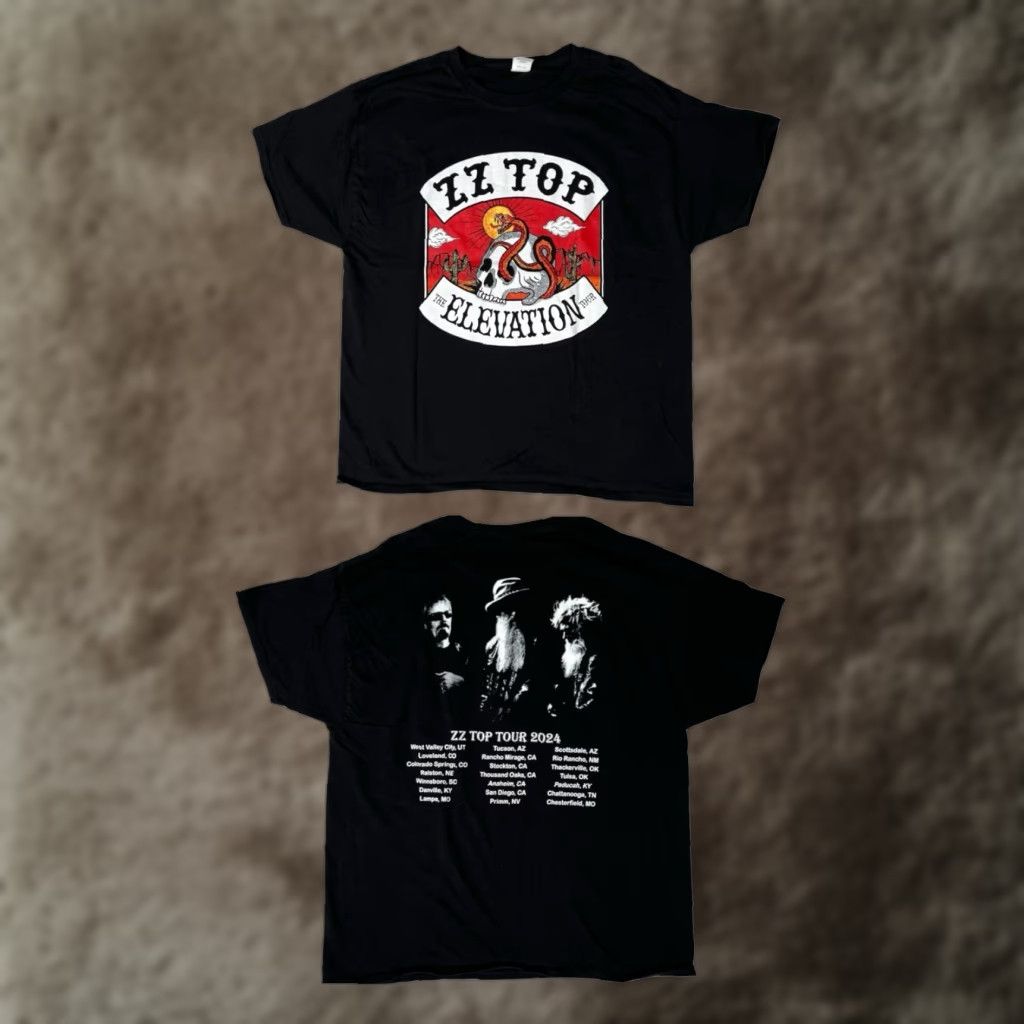 Vintage ZZ Top The Elevation US Tour 2024 Black T-Shirt XL Concert Merch Short Sleeve Crew Neck Men Size US XL / EU 56 / 4 - 1 Thumbnail